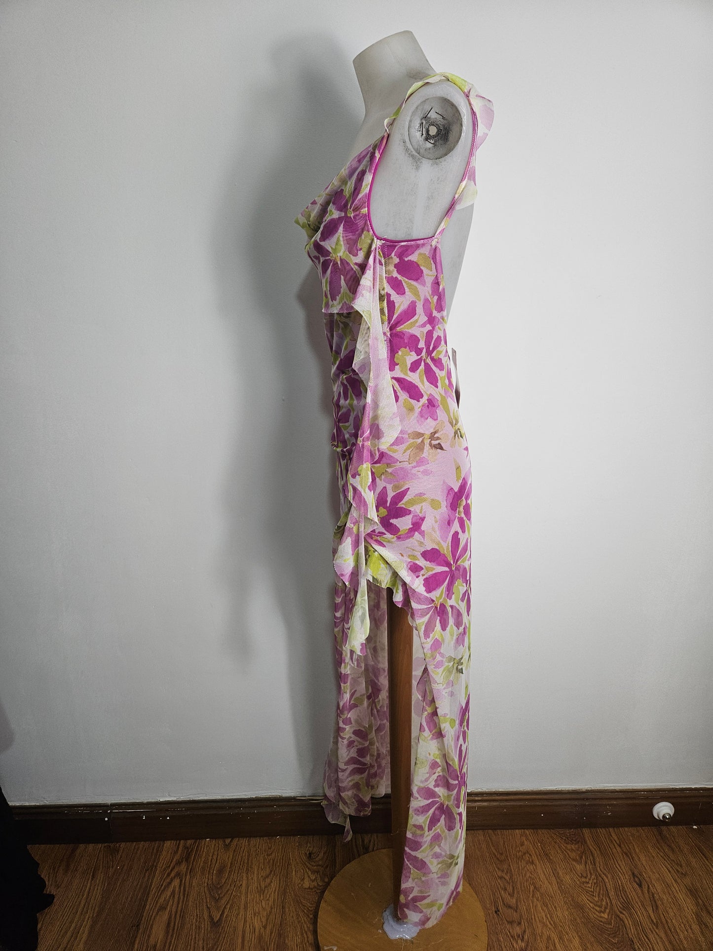 Robe fleurie rose et verte