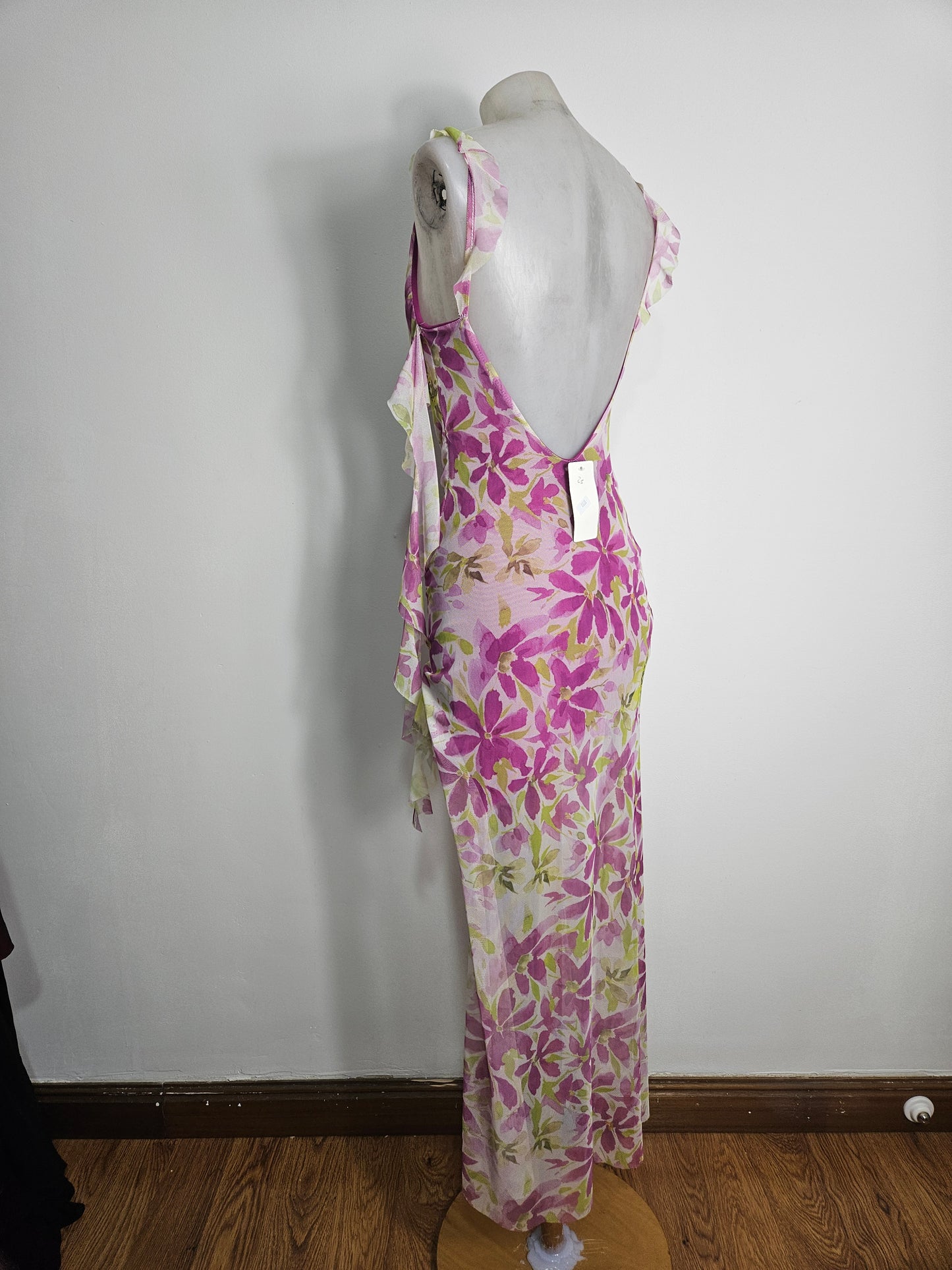 Robe fleurie rose et verte