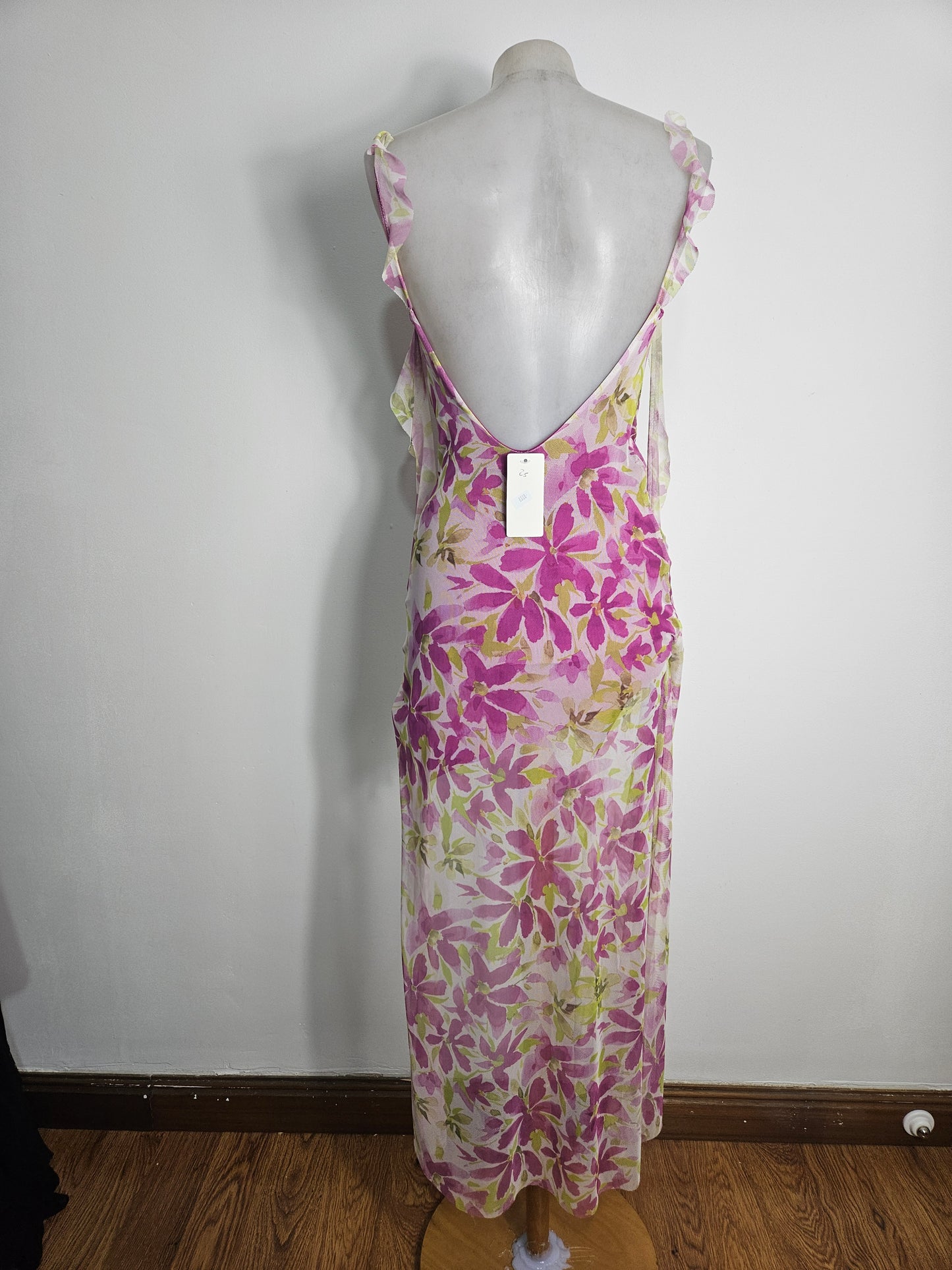 Robe fleurie rose et verte