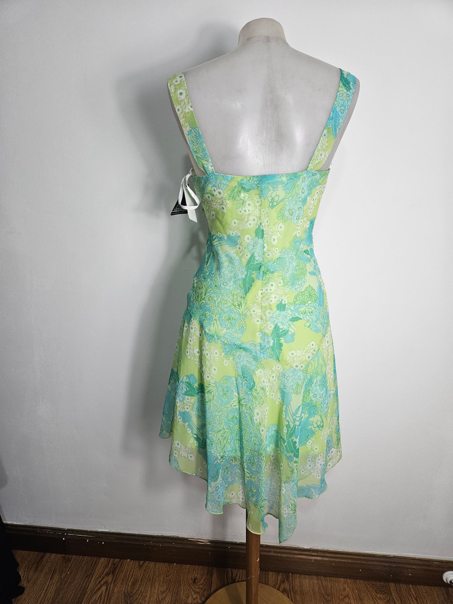 Robe en voile fleuri bleu et vert