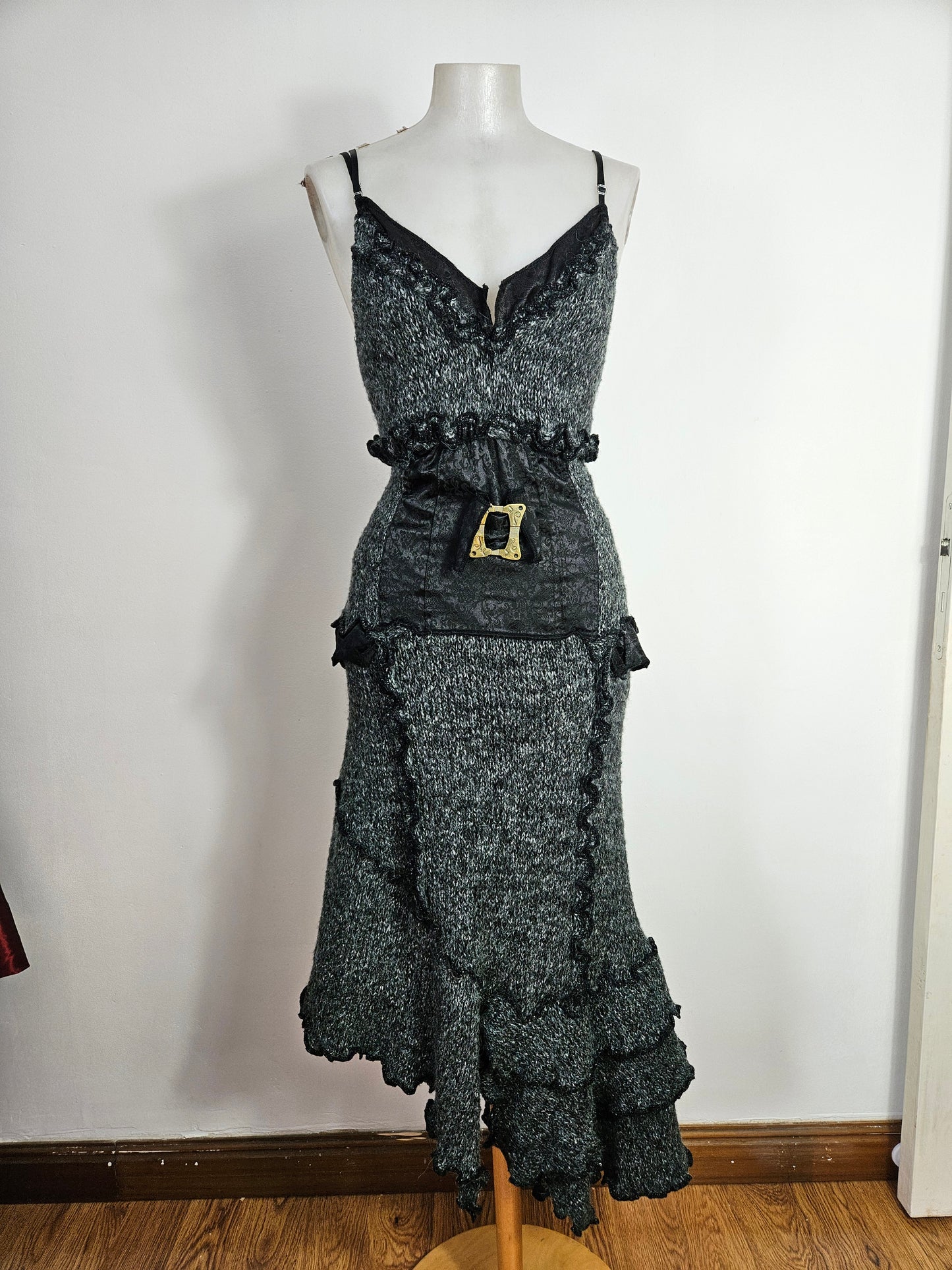 Robe asymétrique gris chiné