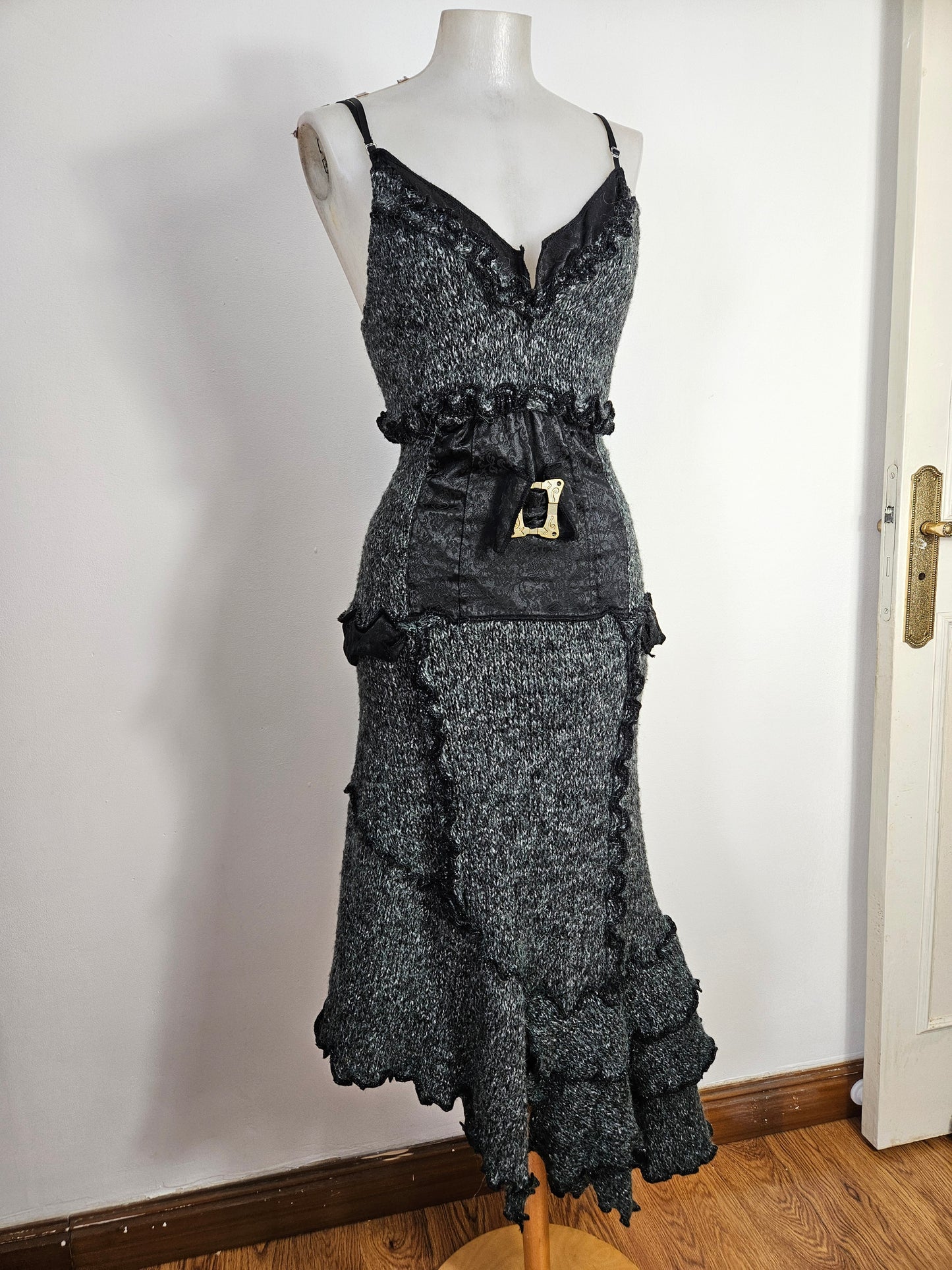 Robe asymétrique gris chiné