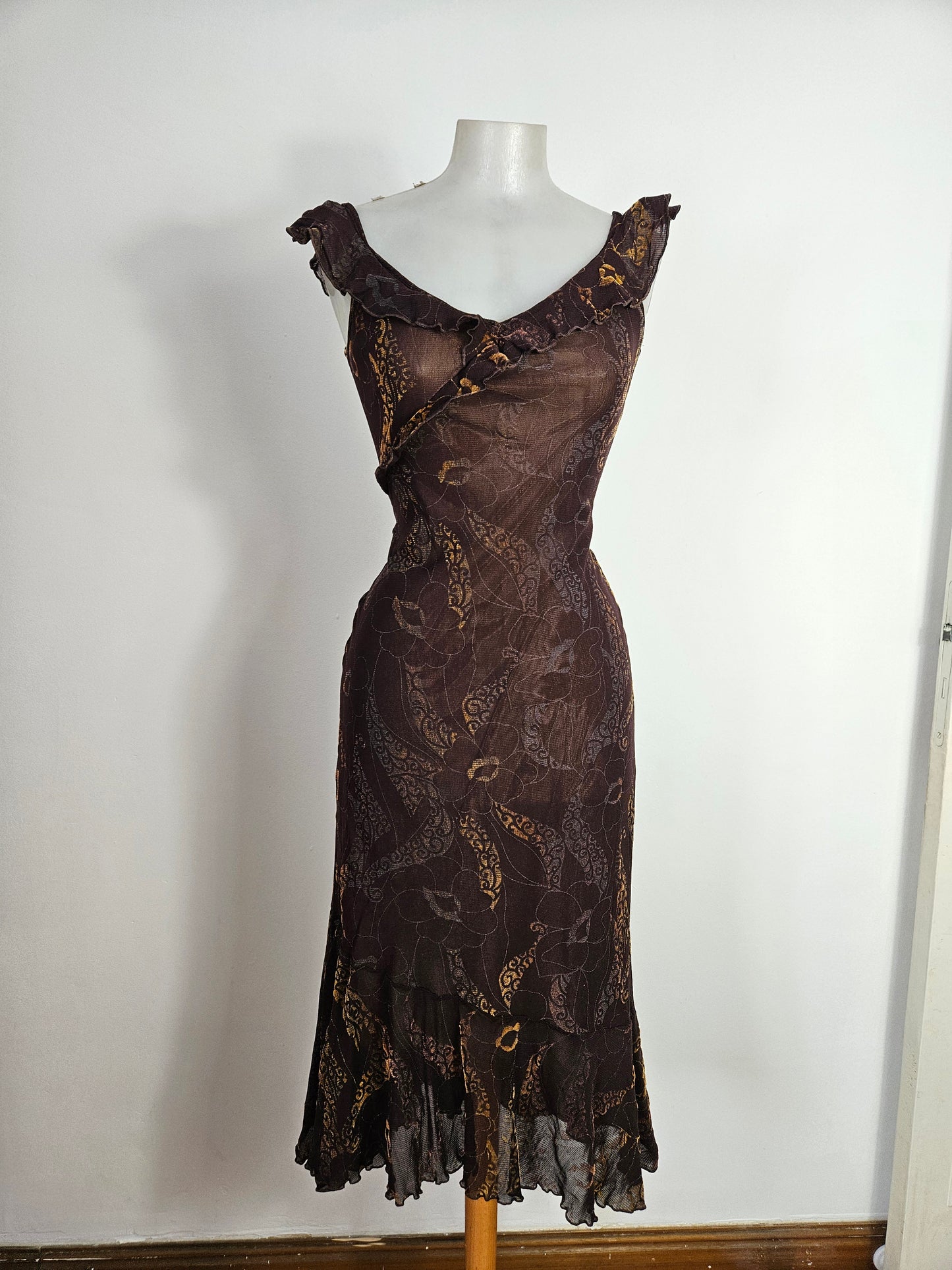 Robe marron motif velours ras