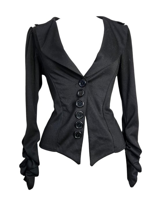 Haut asymétrique noire détails boutonnage