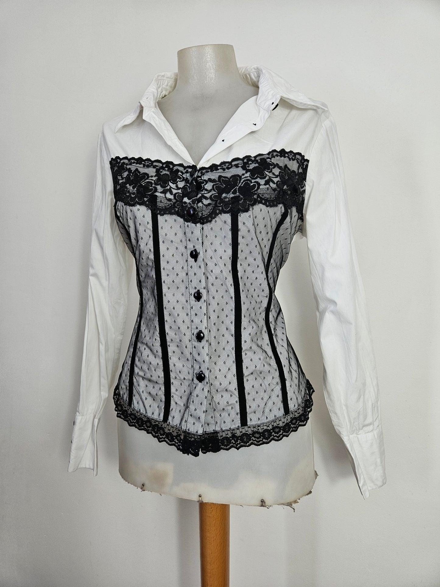 Chemise effet superposition avec dentelle
