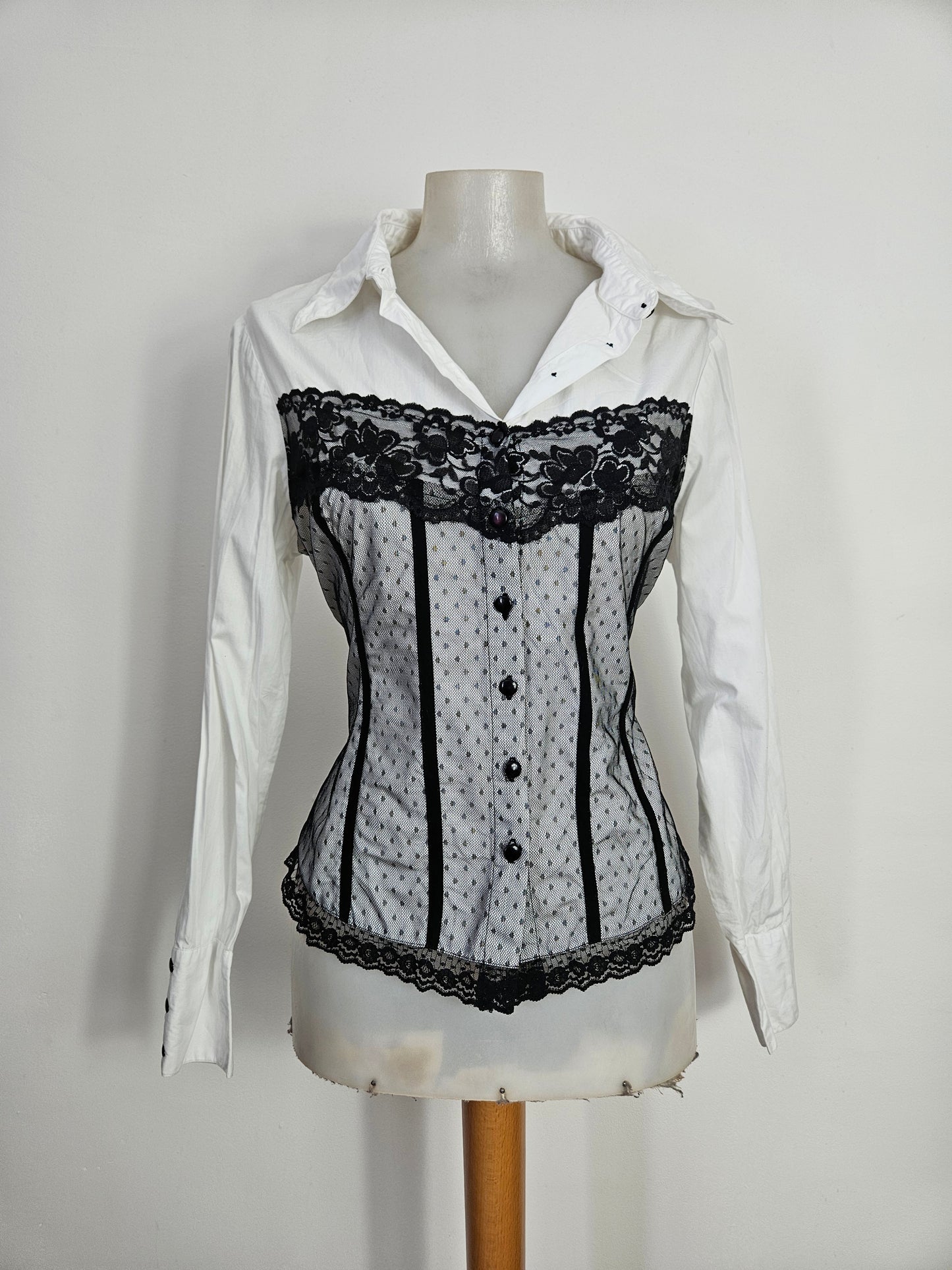 Chemise effet superposition avec dentelle