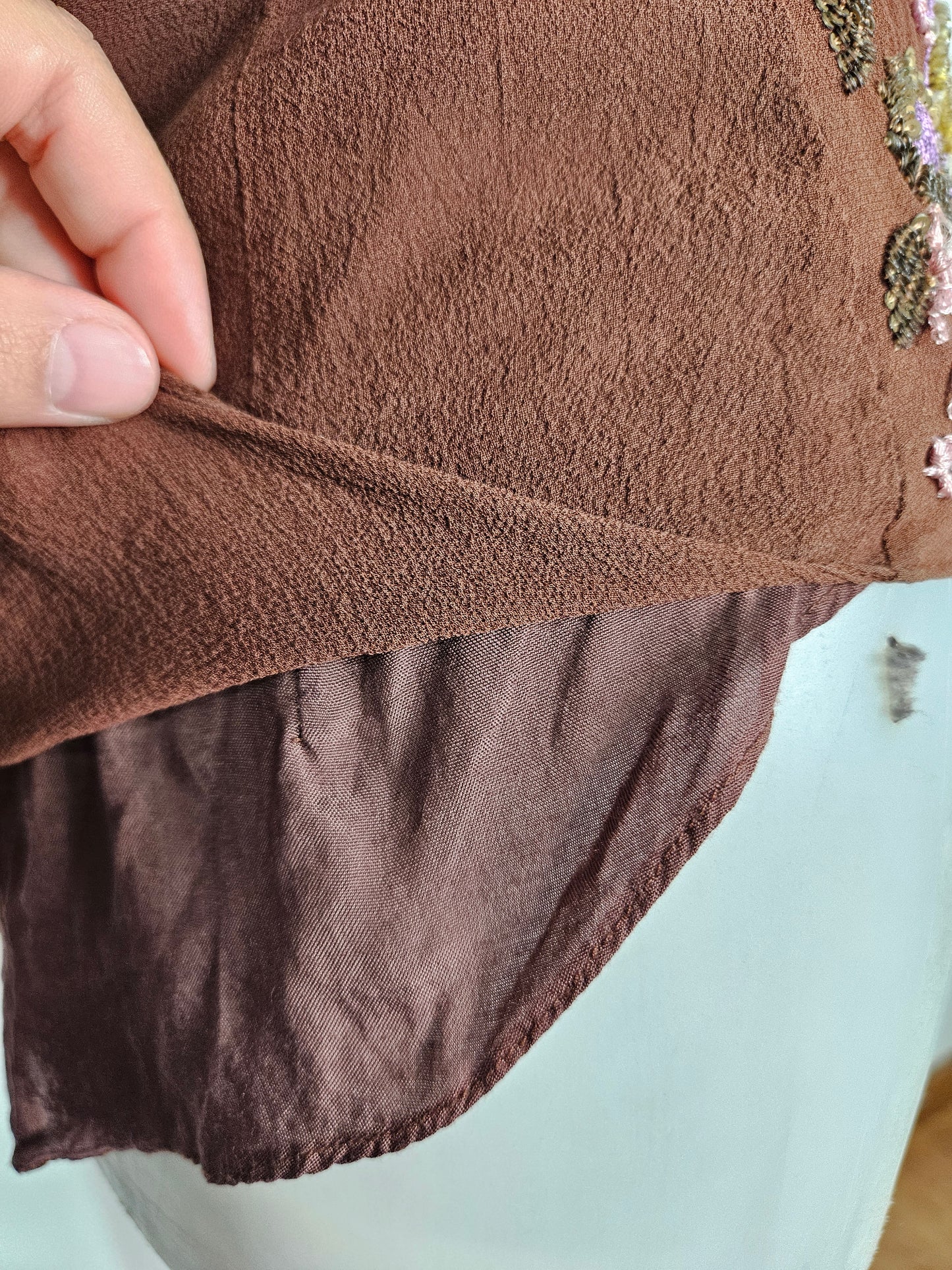 Embroidered silk backless top