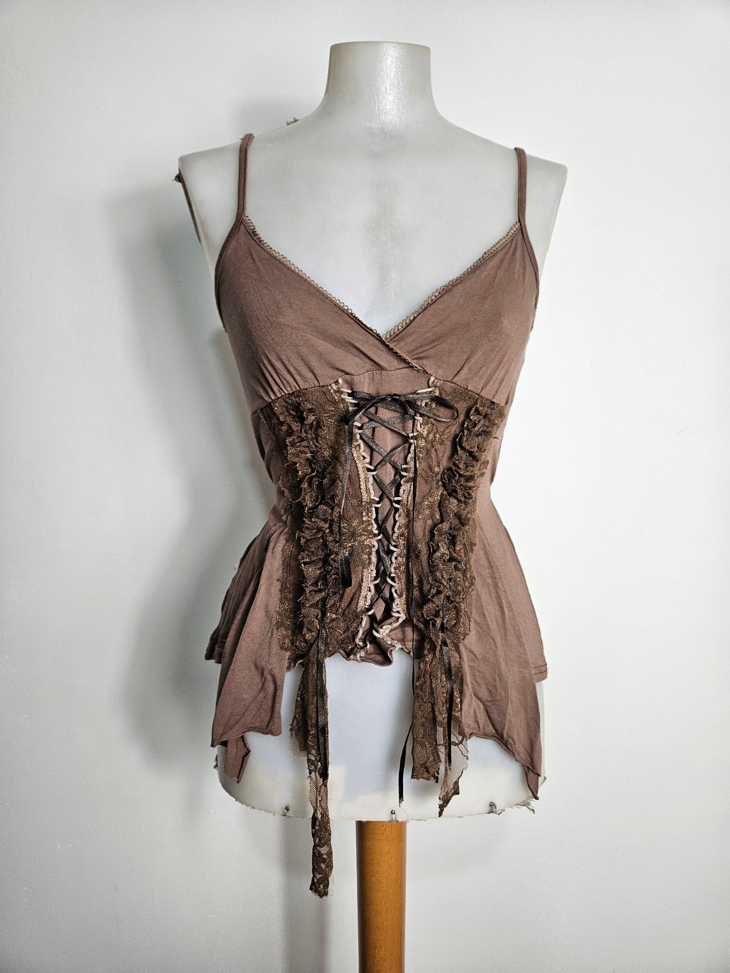 Asymmetrical lace-up top