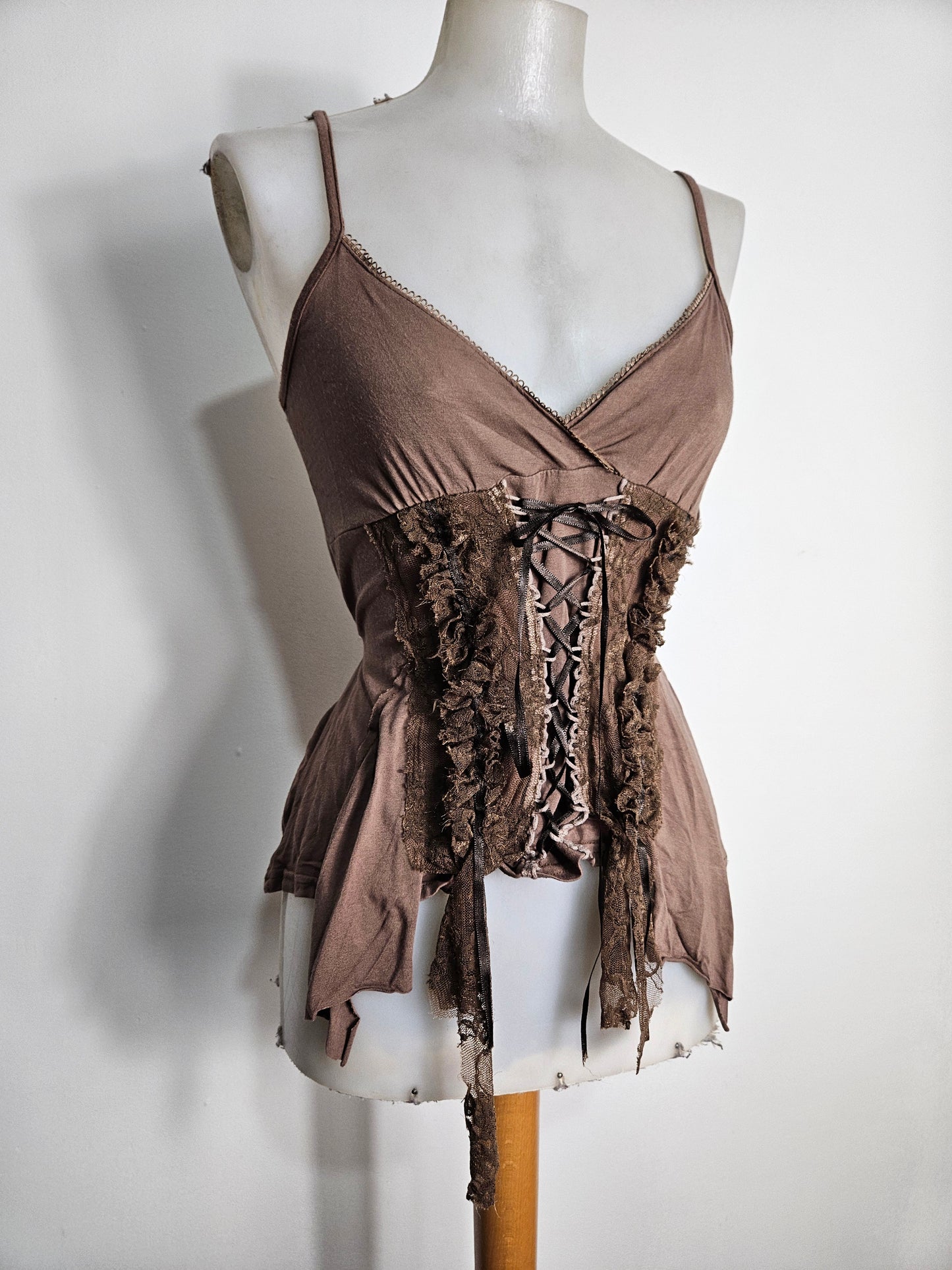 Asymmetrical lace-up top