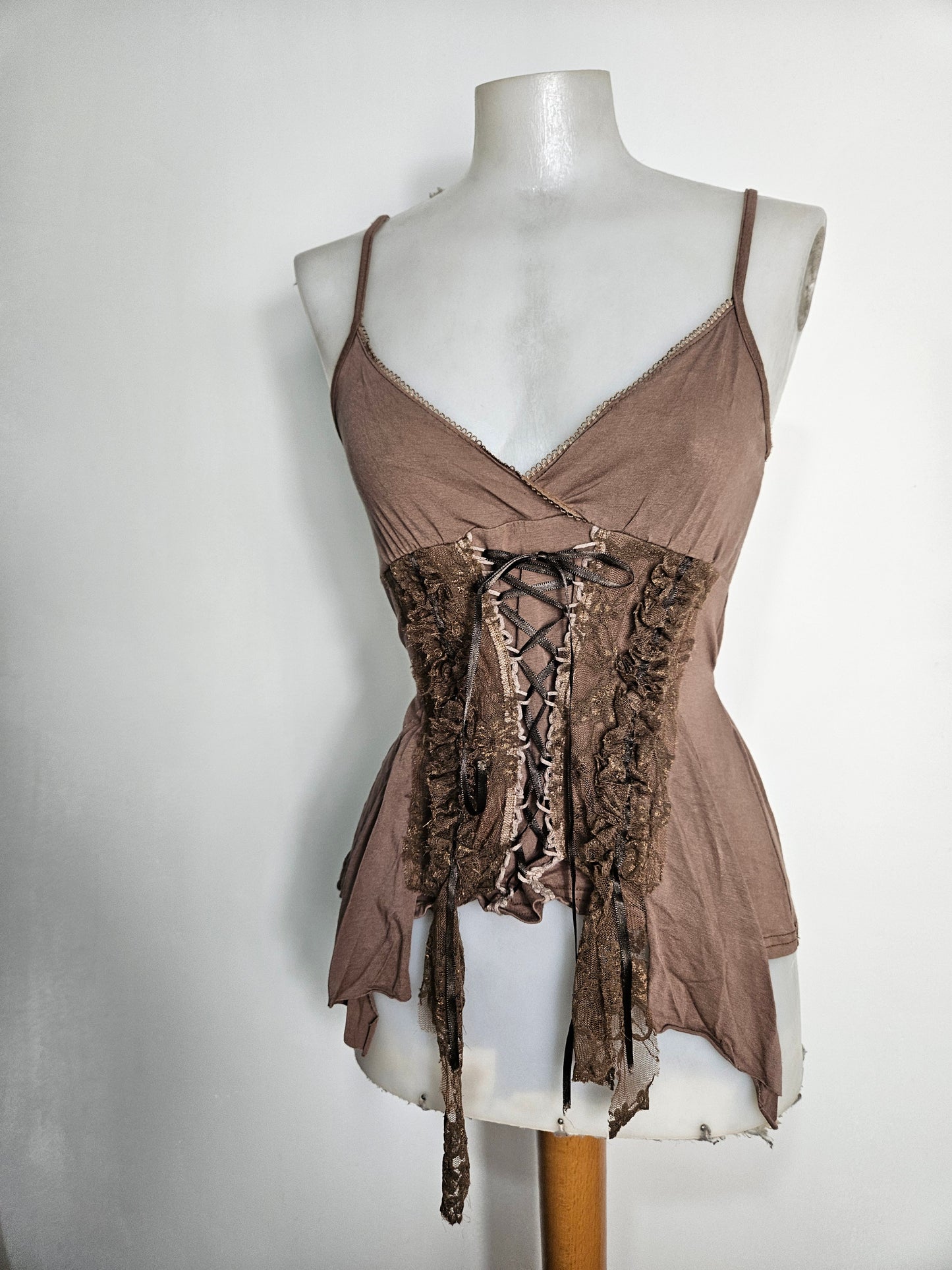 Asymmetrical lace-up top