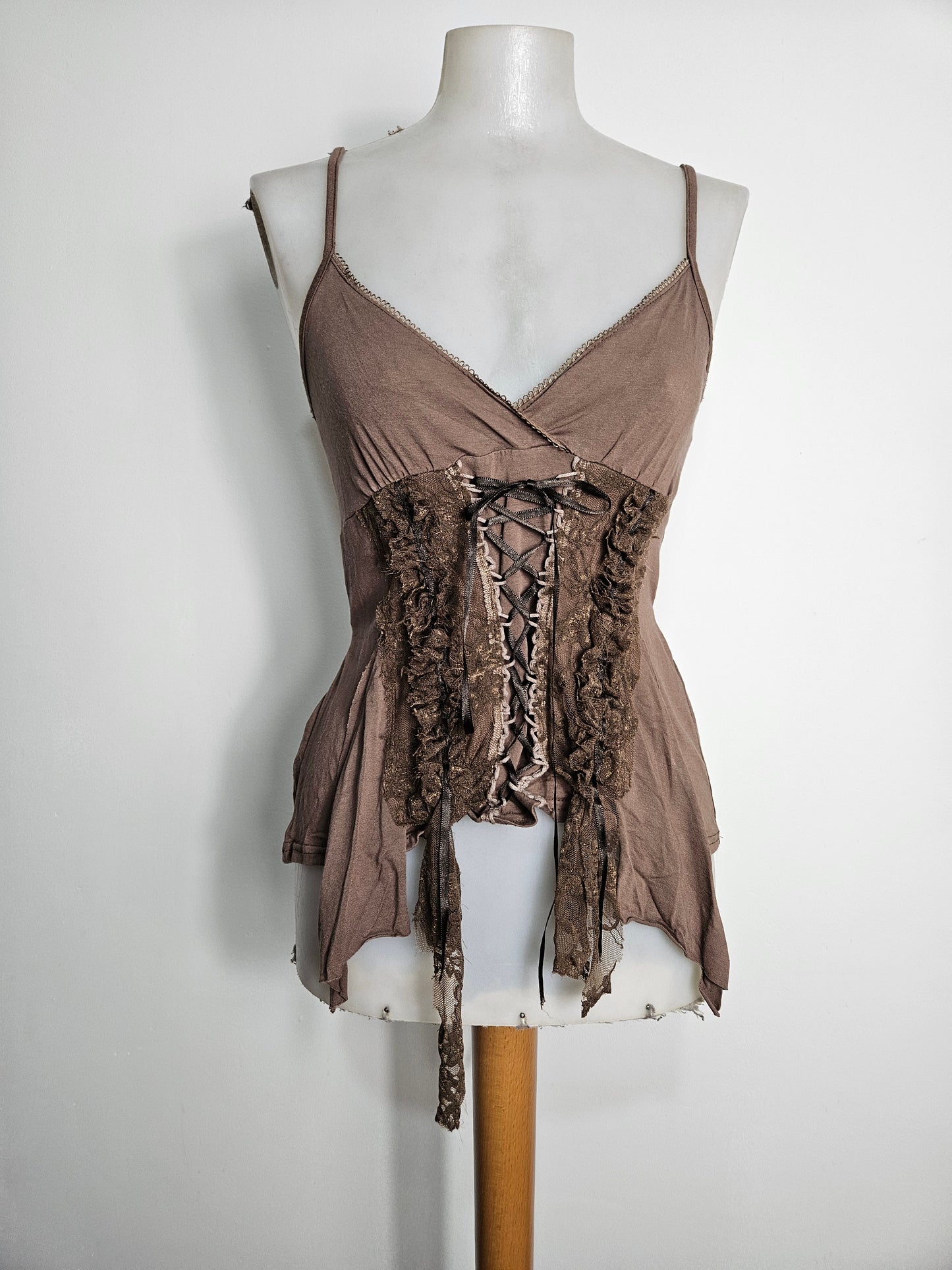 Asymmetrical lace-up top