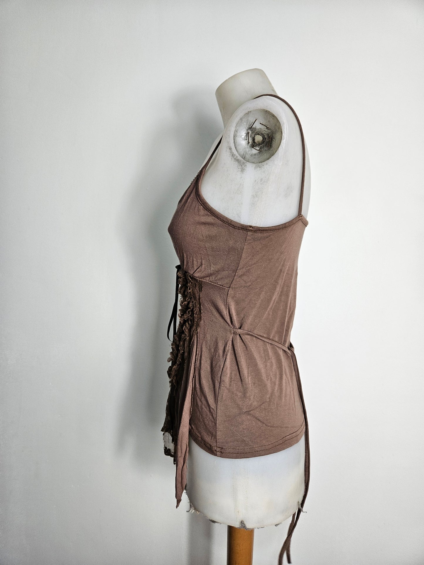 Asymmetrical lace-up top