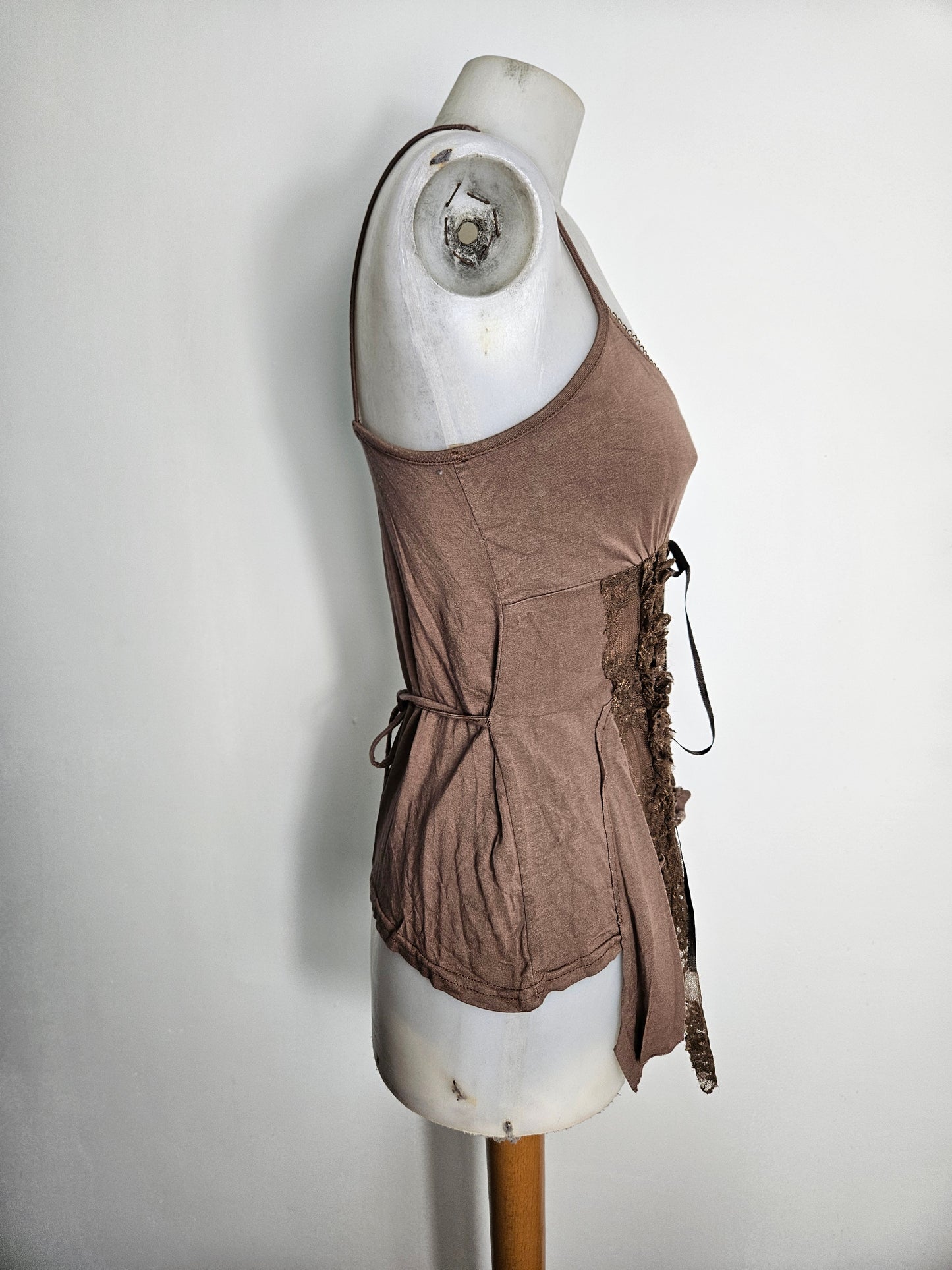Asymmetrical lace-up top