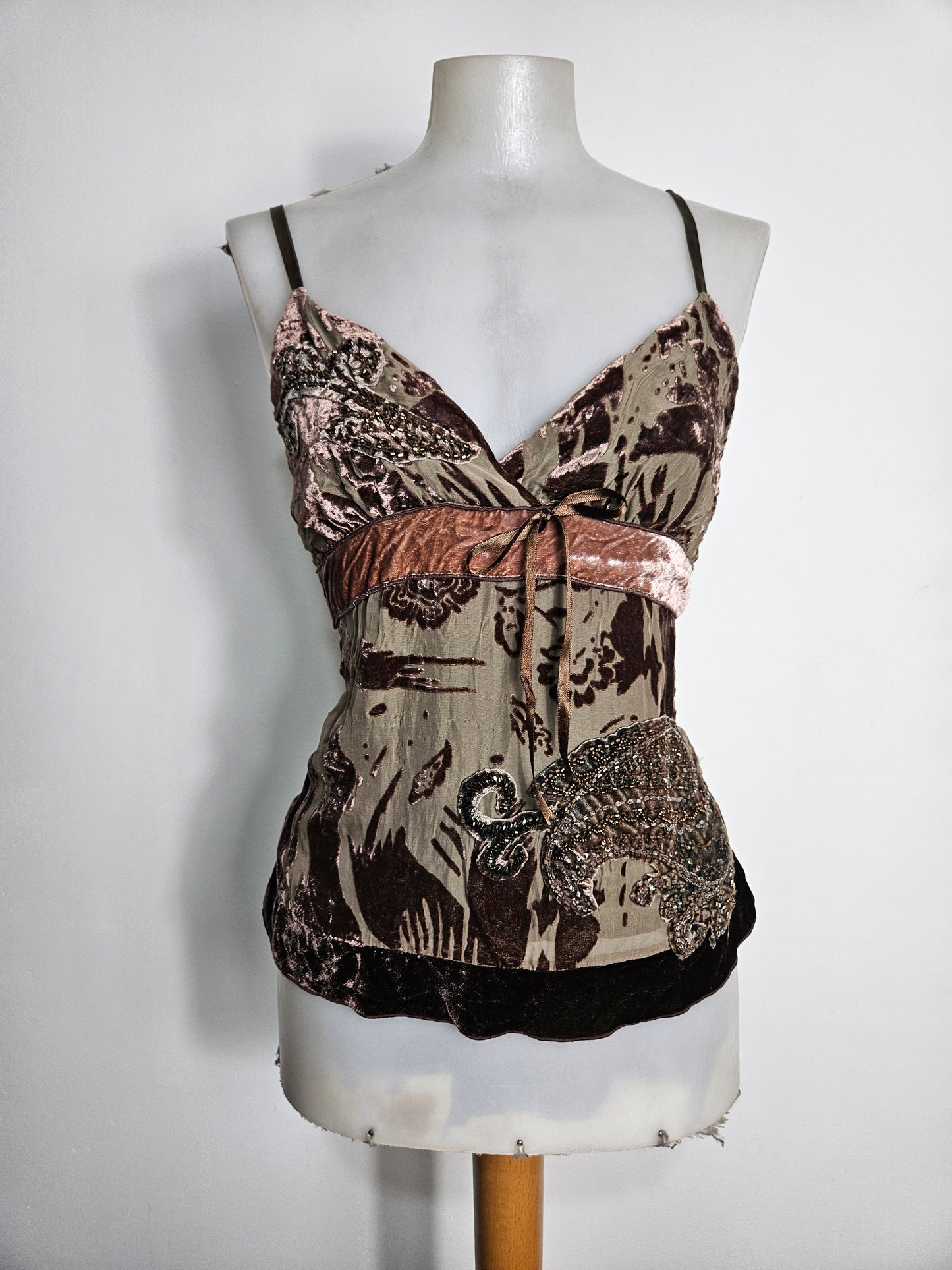 Embroidered silk top