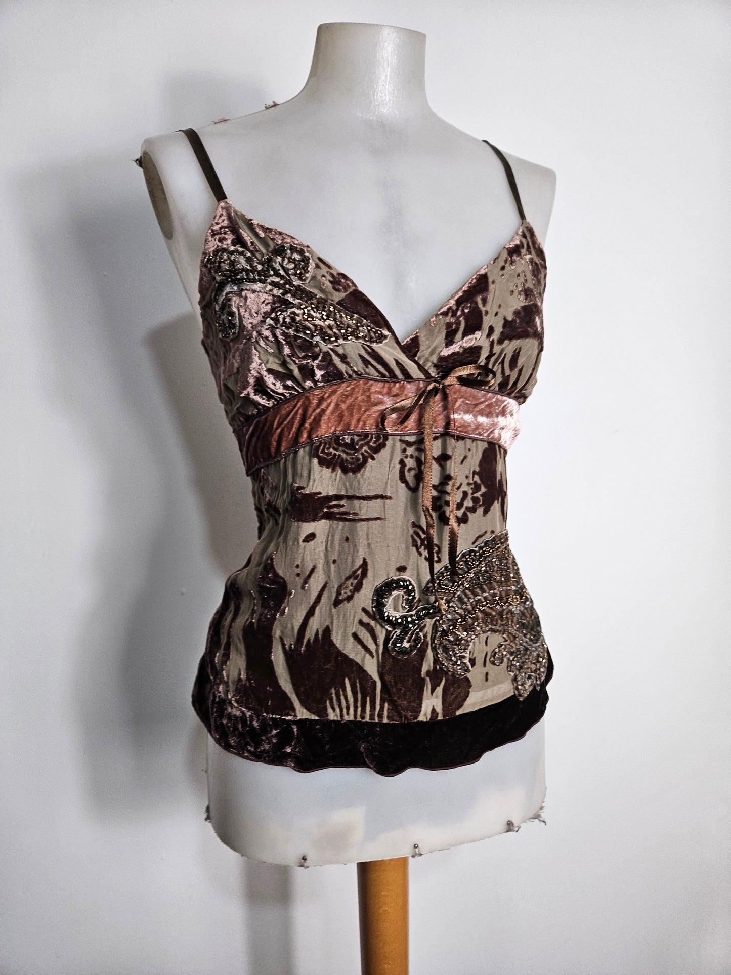 Embroidered silk top