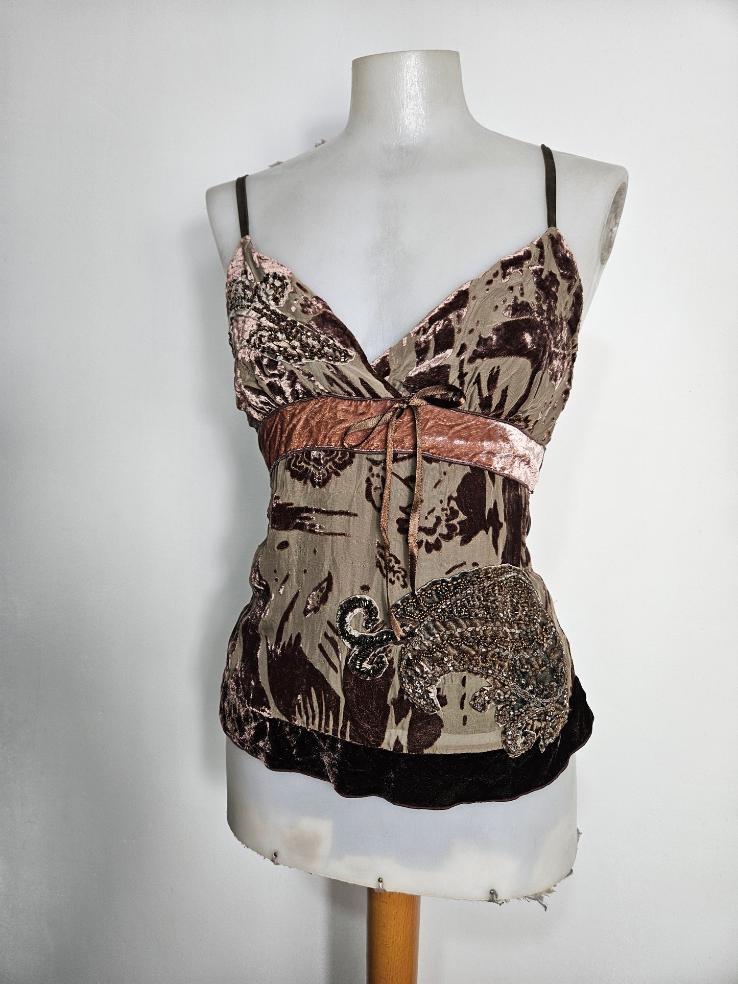 Embroidered silk top