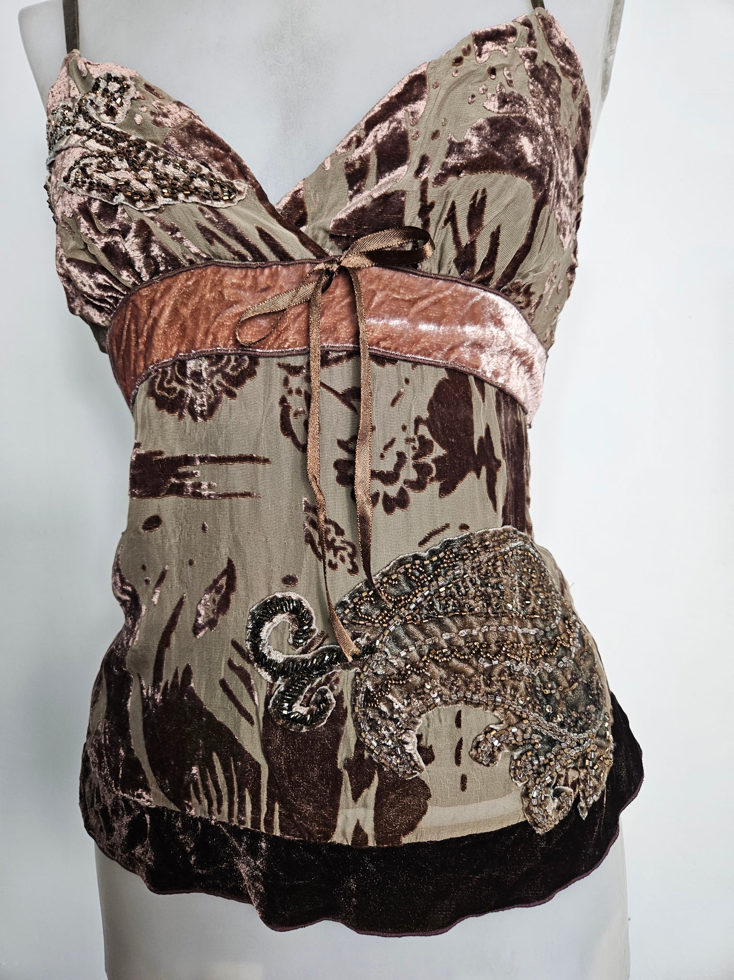 Embroidered silk top