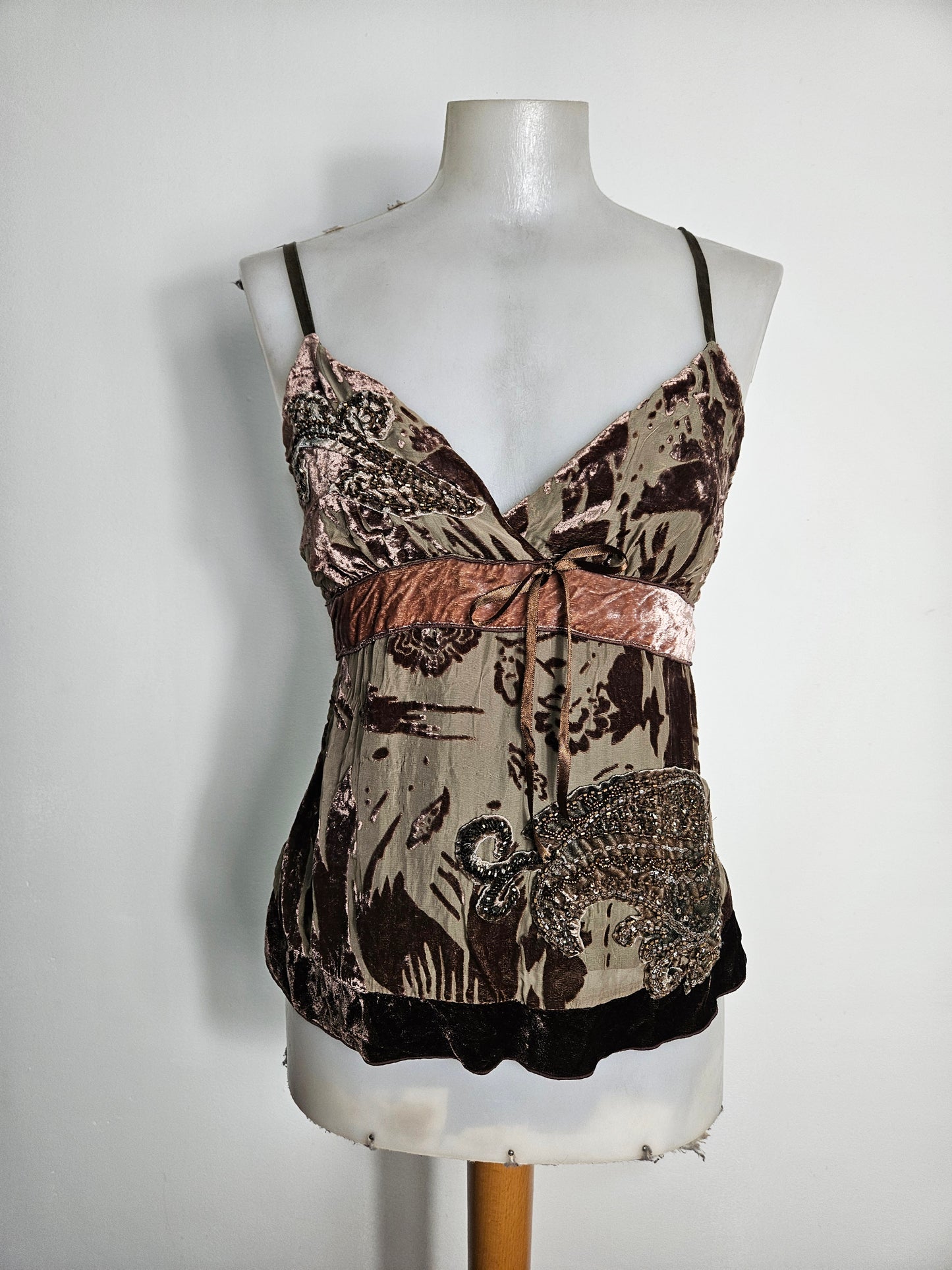 Embroidered silk top