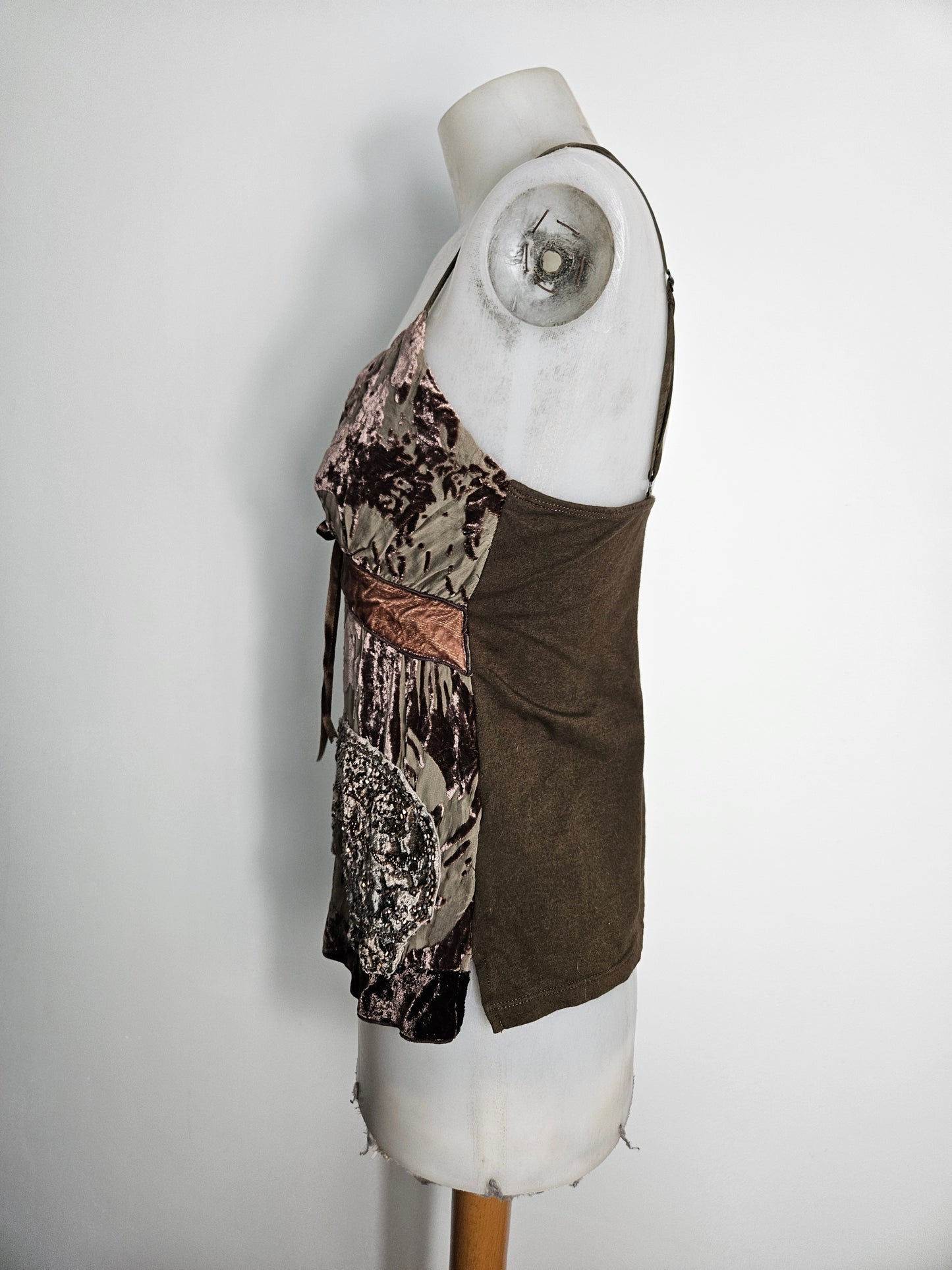 Embroidered silk top
