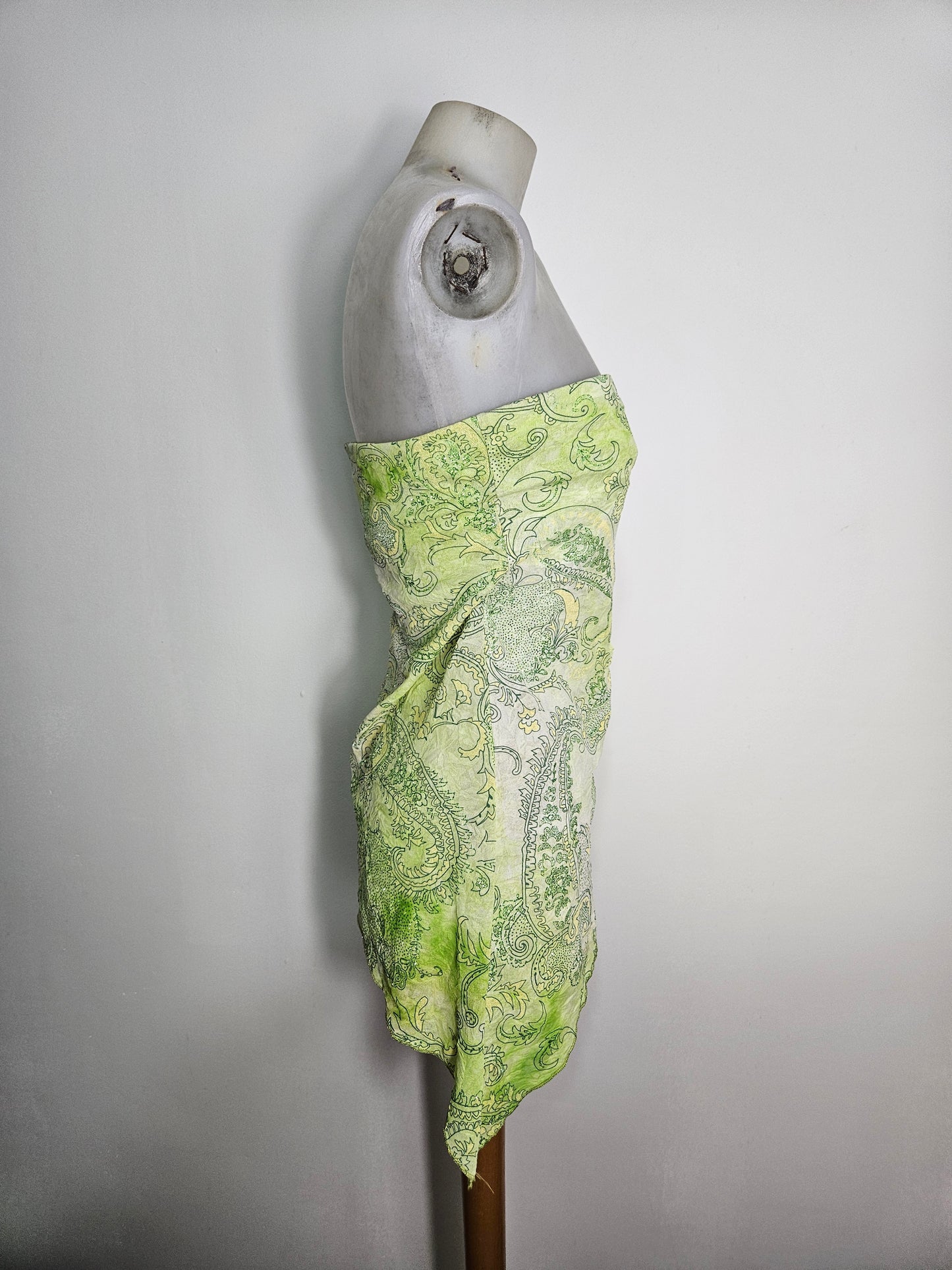 Green floral voile strapless top