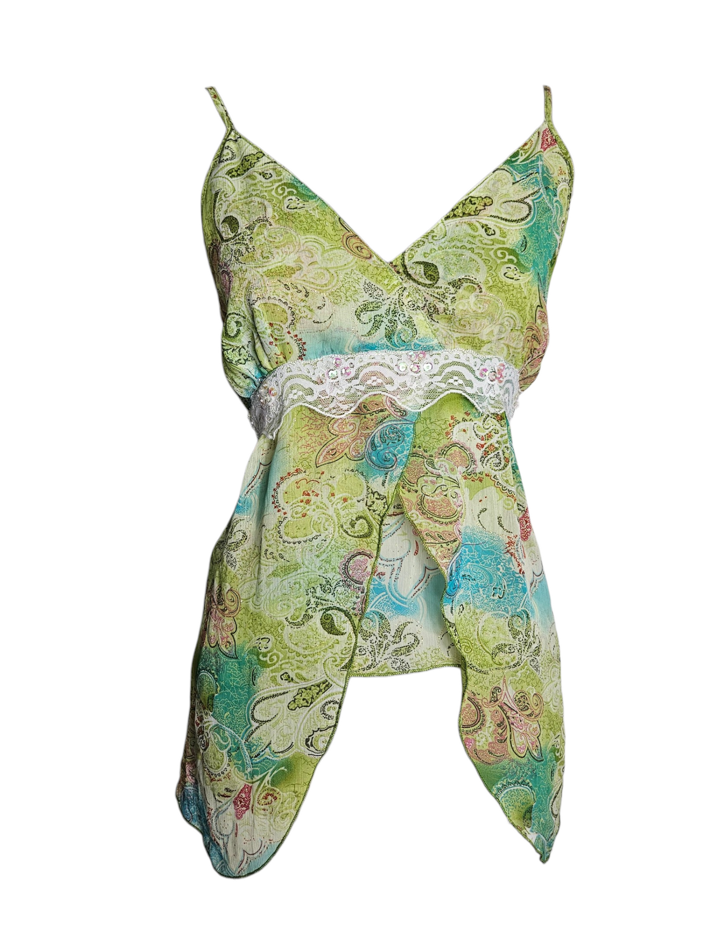 Blusa de seda y algodón con estampado floral verde