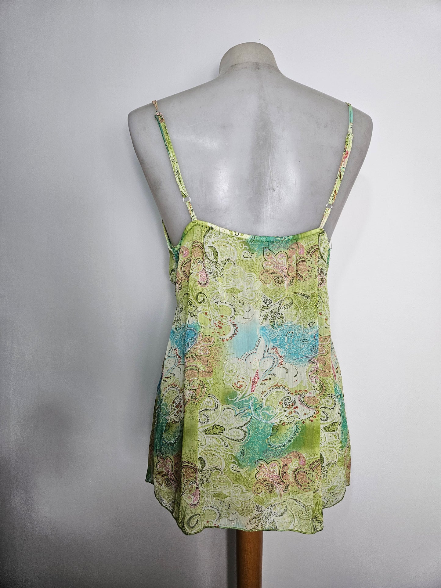 Blusa de seda y algodón con estampado floral verde
