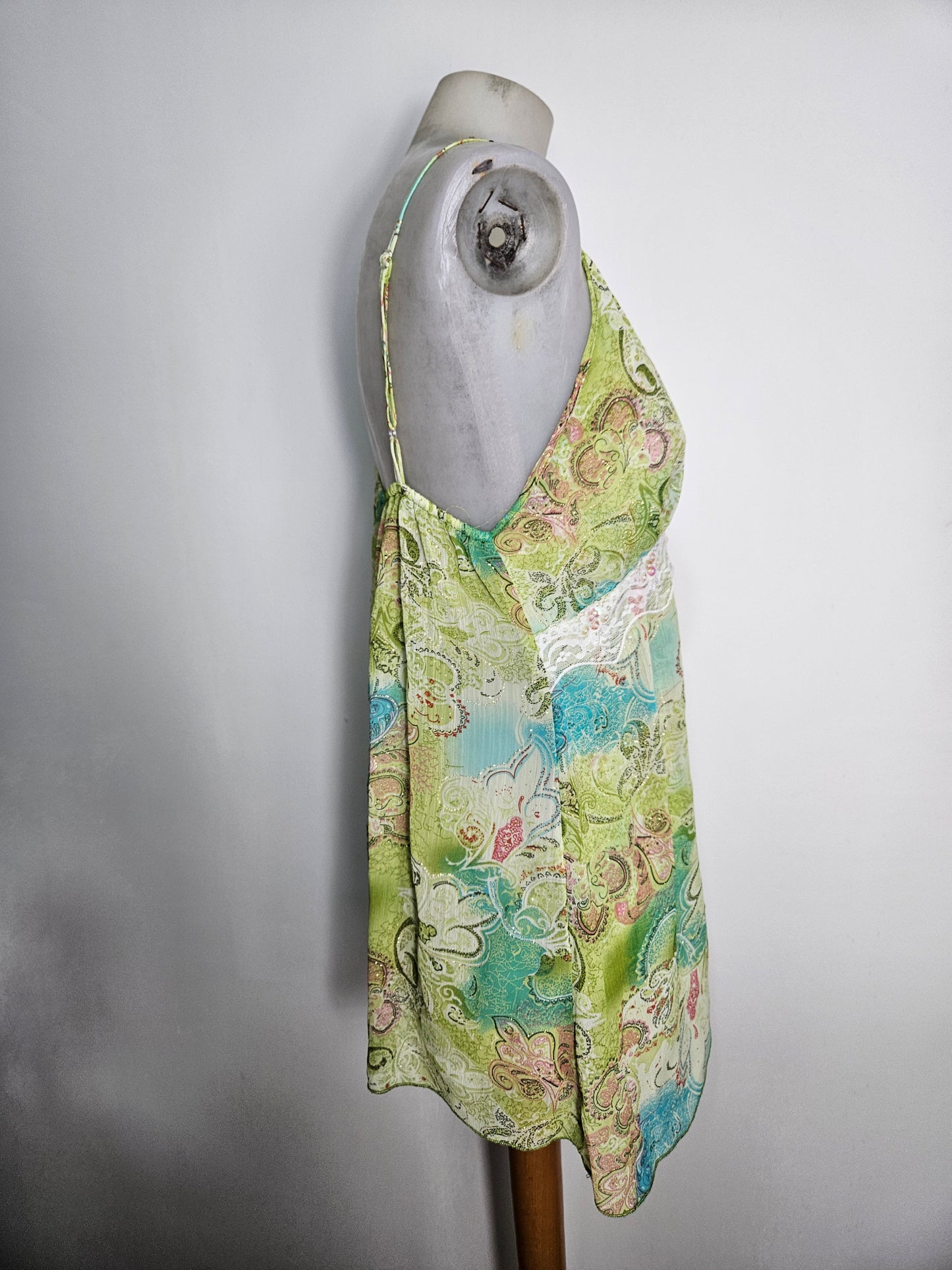 Blusa de seda y algodón con estampado floral verde