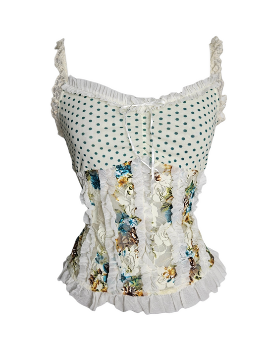 Cream floral voile top