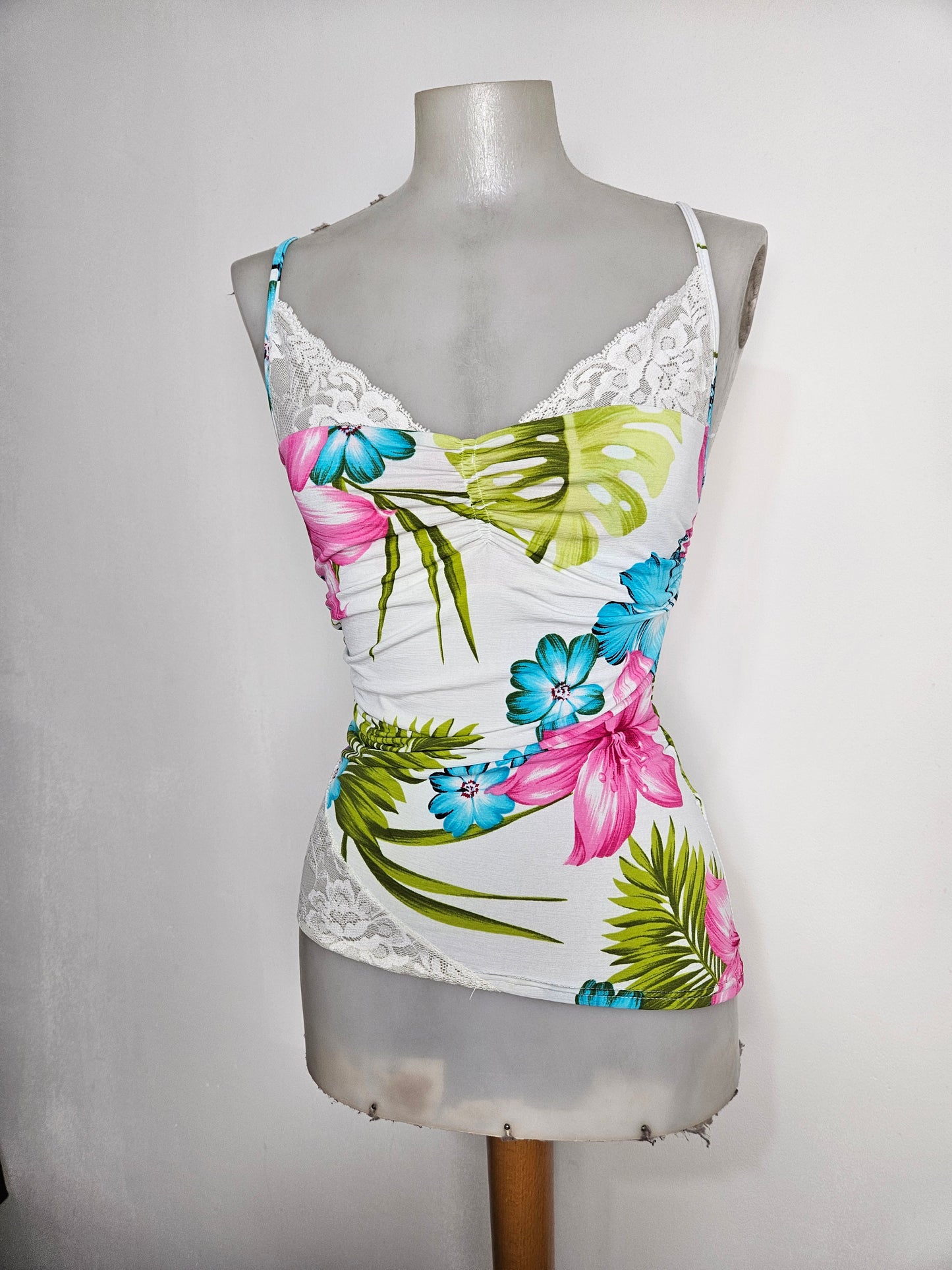 White floral top with lace details