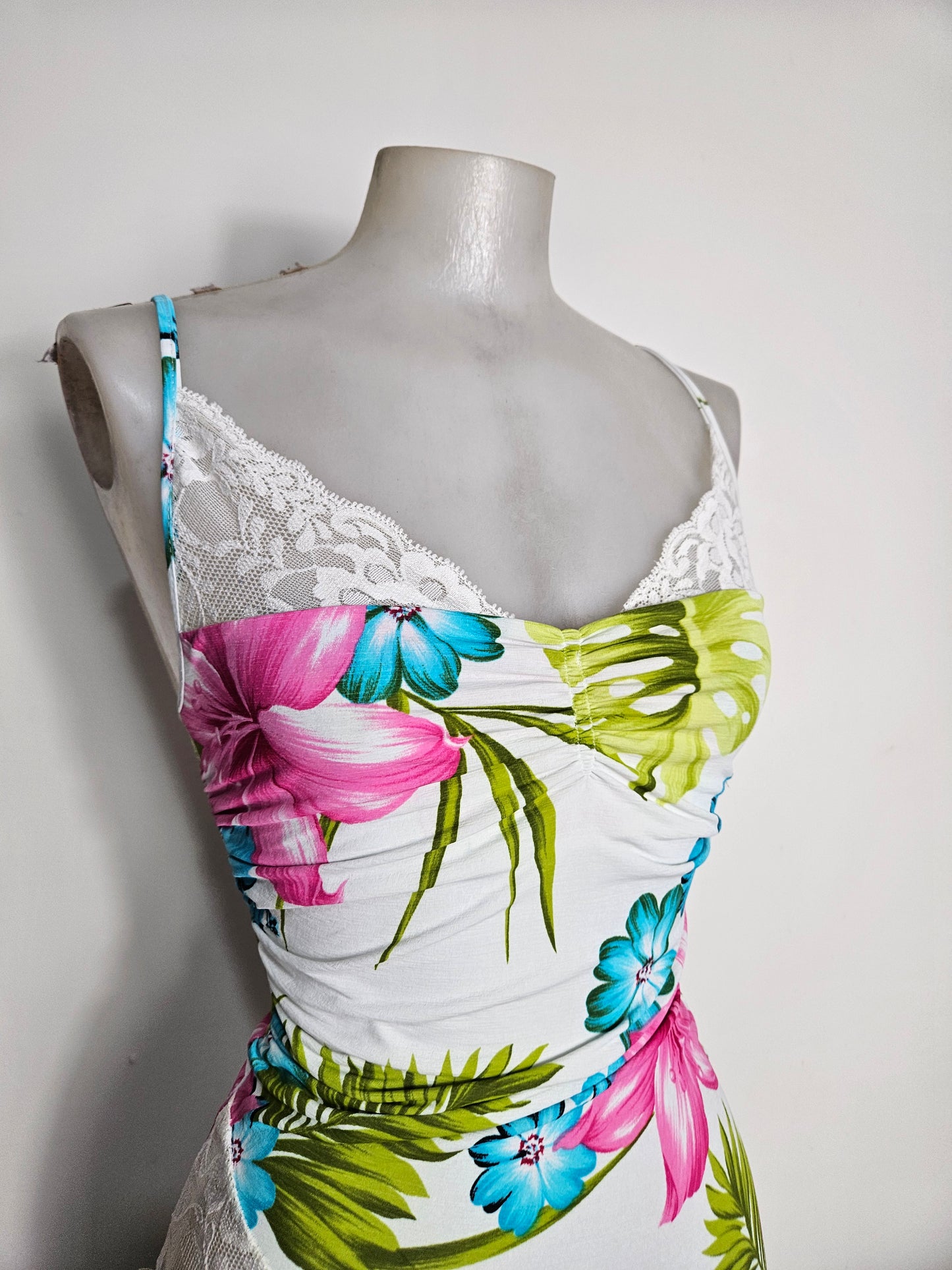 White floral top with lace details