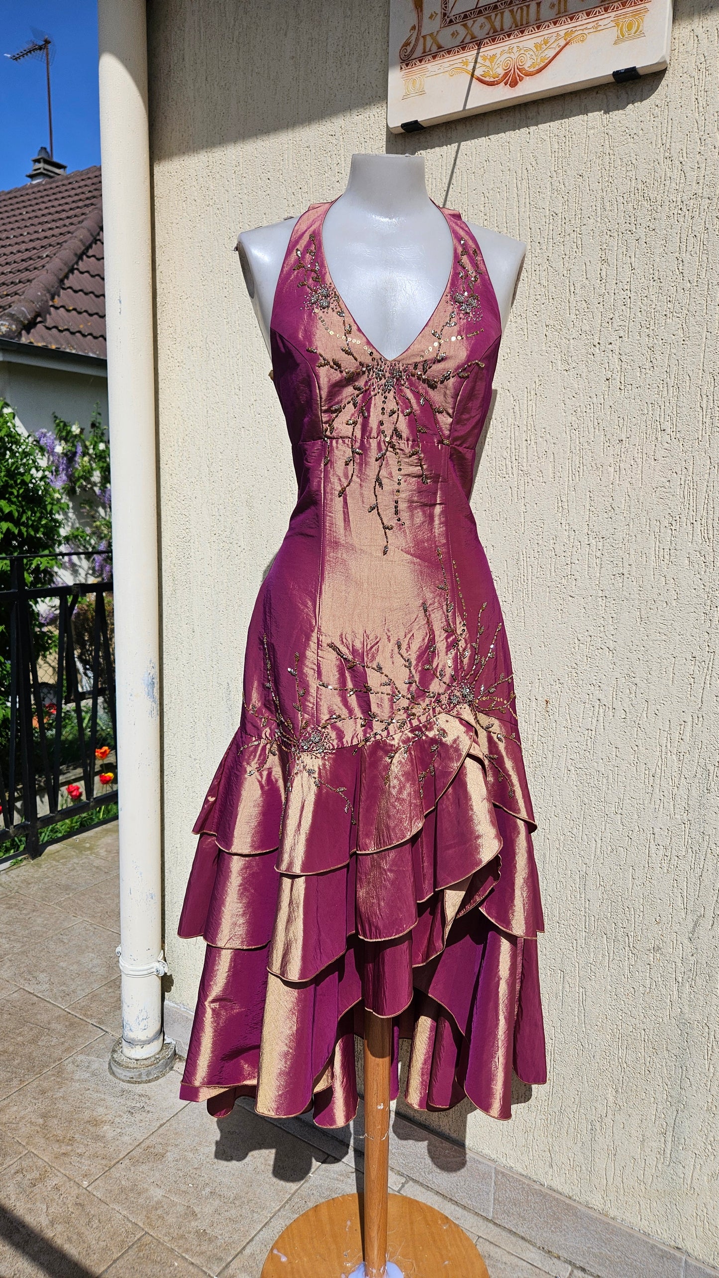 Robe dos nu irisée