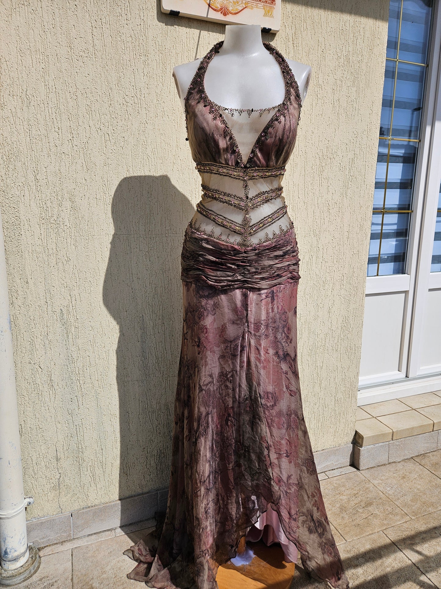 Maxime taupe silk dress