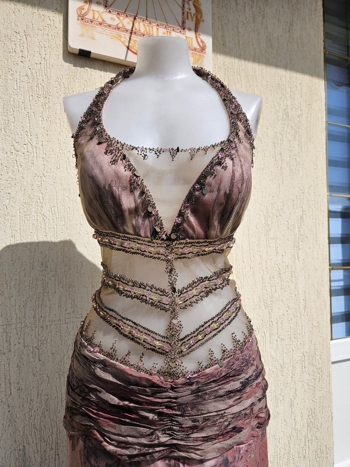 Maxime taupe silk dress