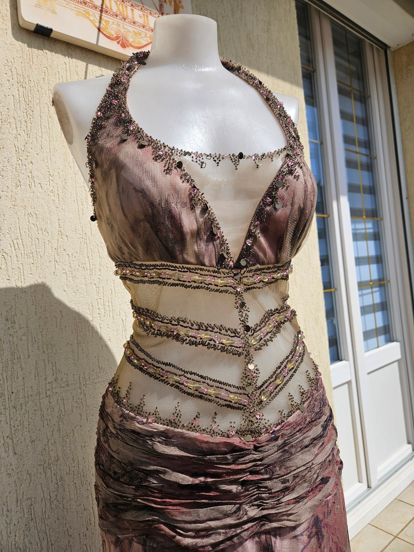 Maxime taupe silk dress