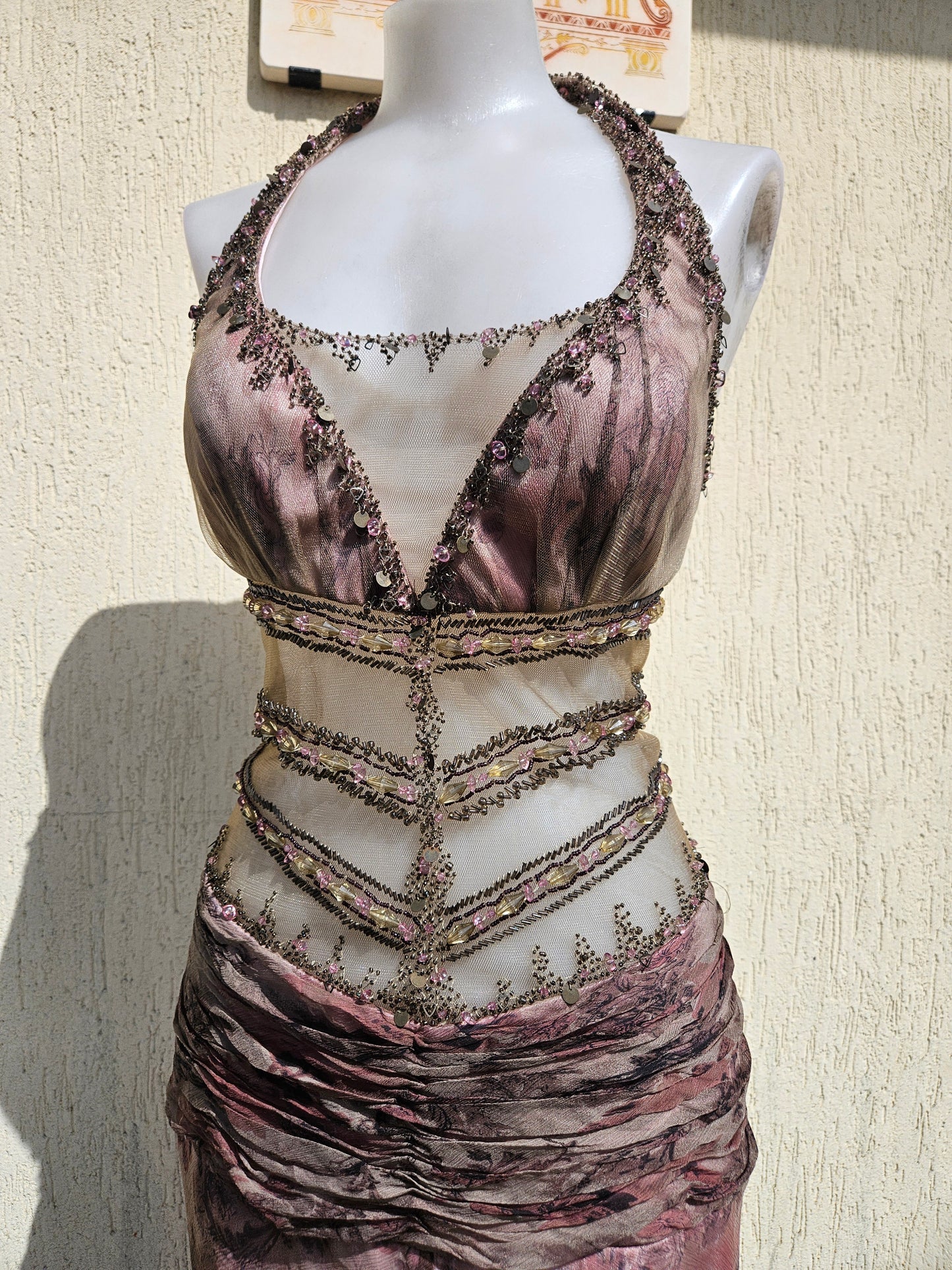 Maxime taupe silk dress