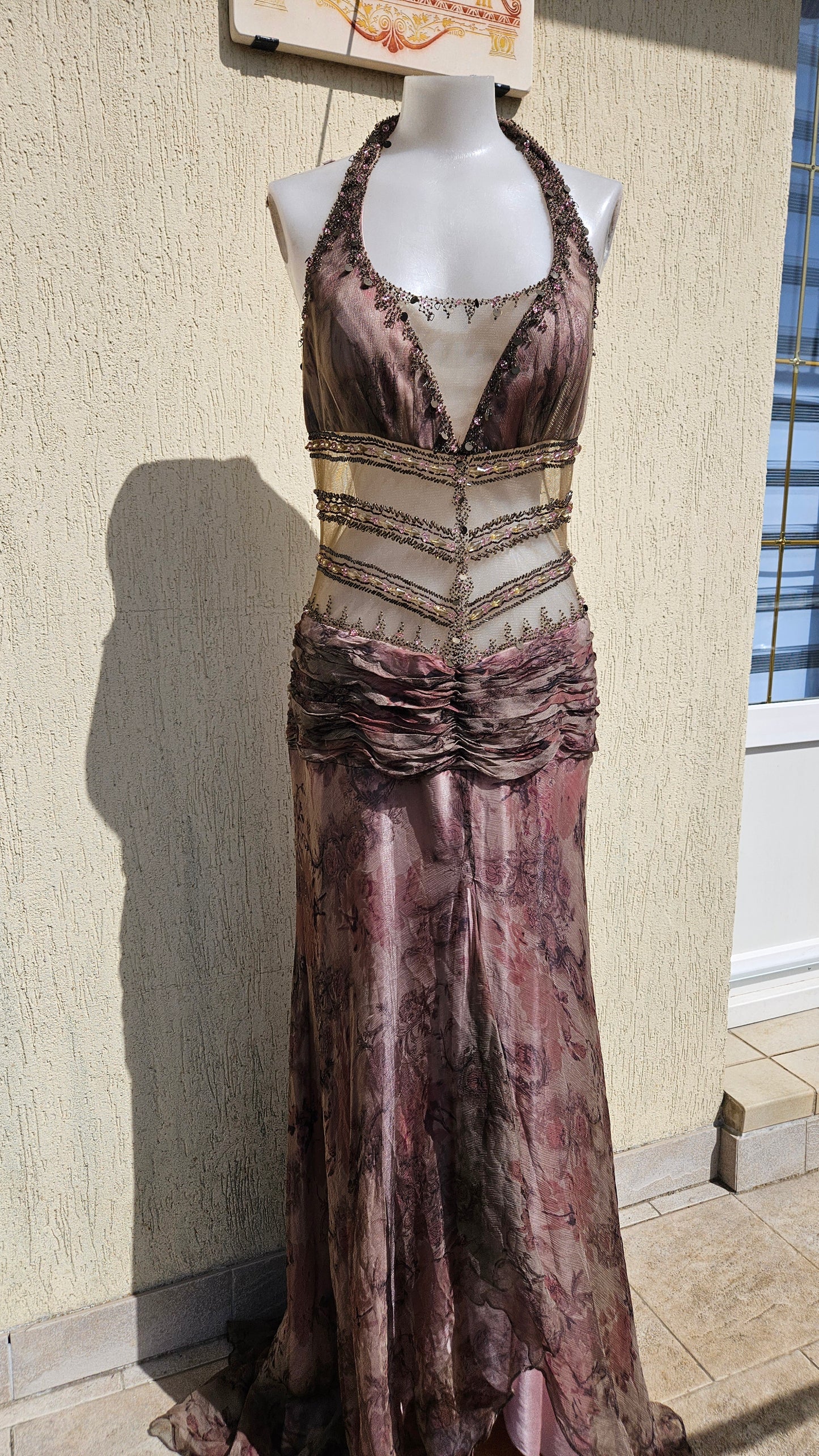 Maxime taupe silk dress
