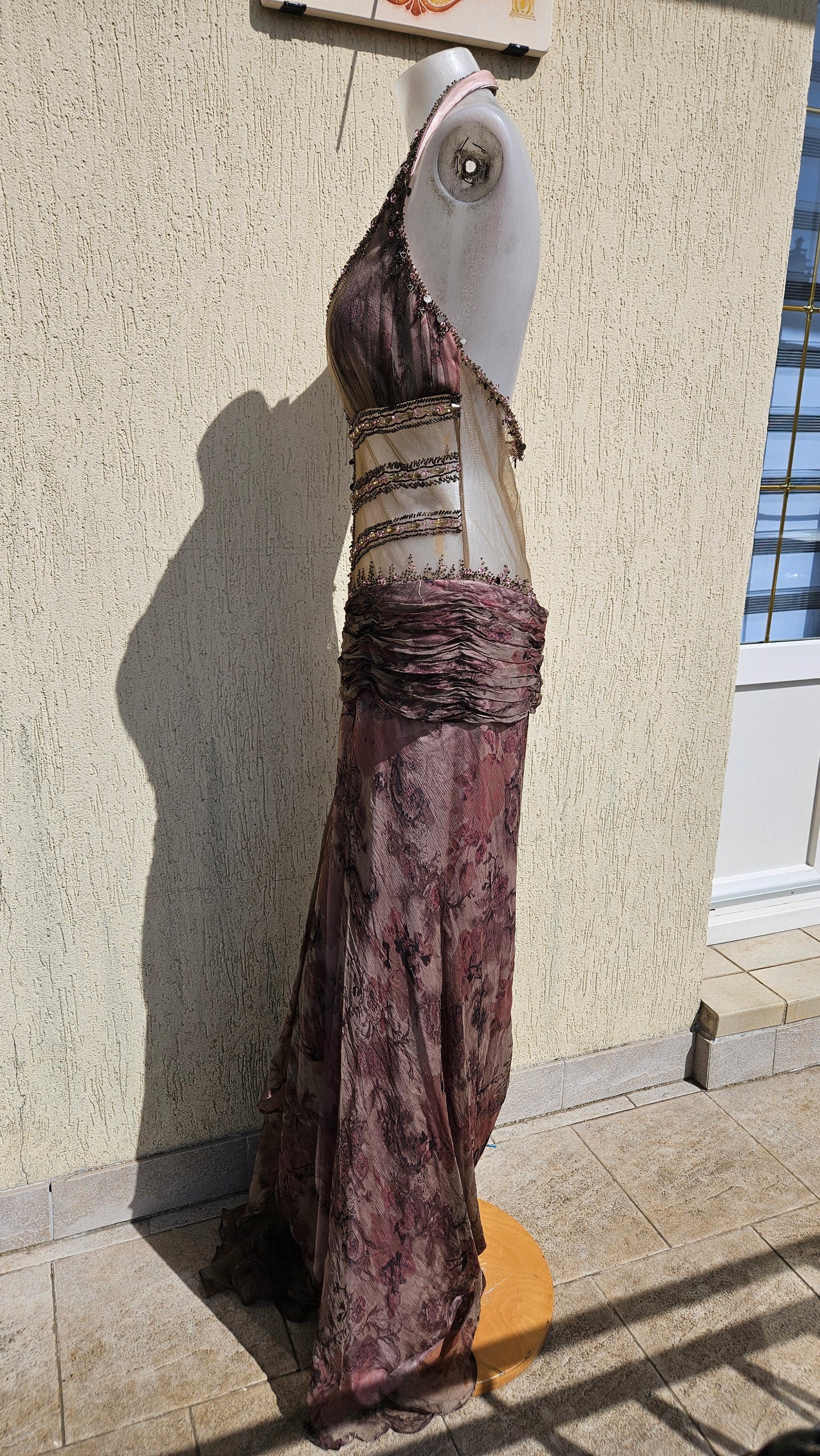 Maxime taupe silk dress