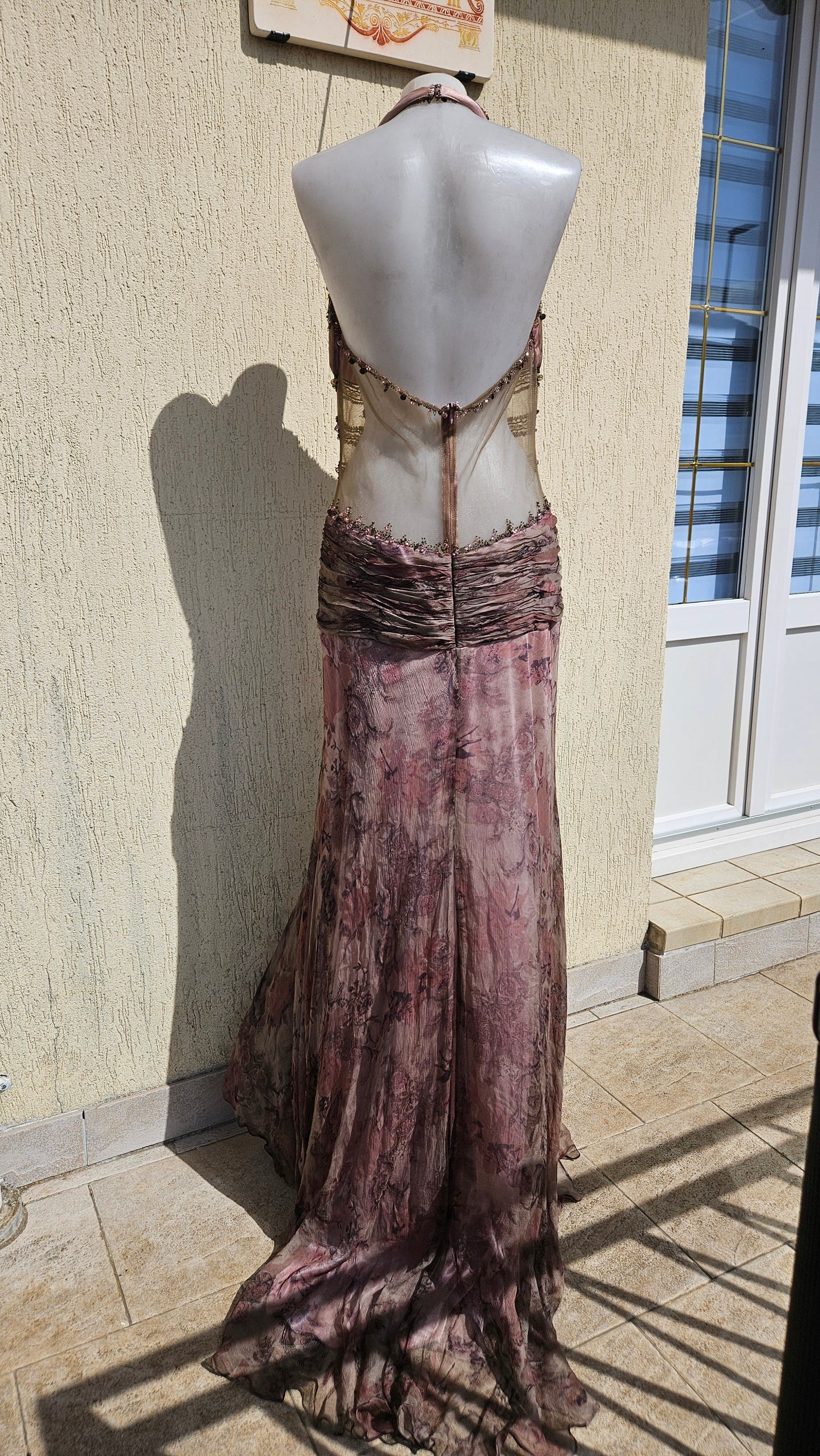 Maxime taupe silk dress