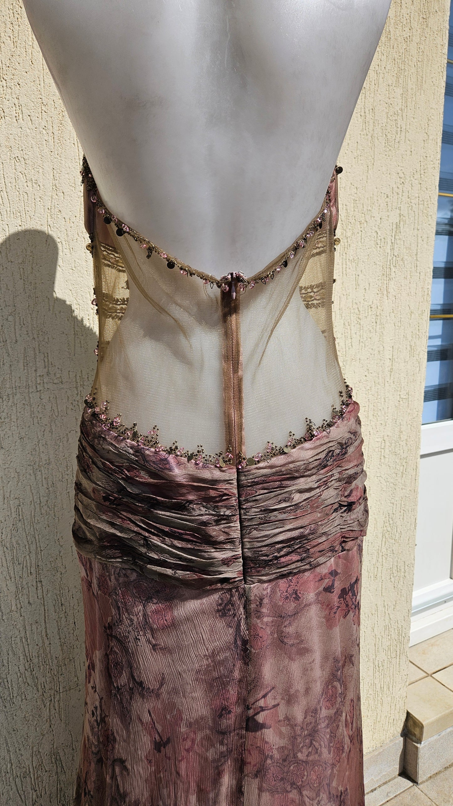 Maxime taupe silk dress