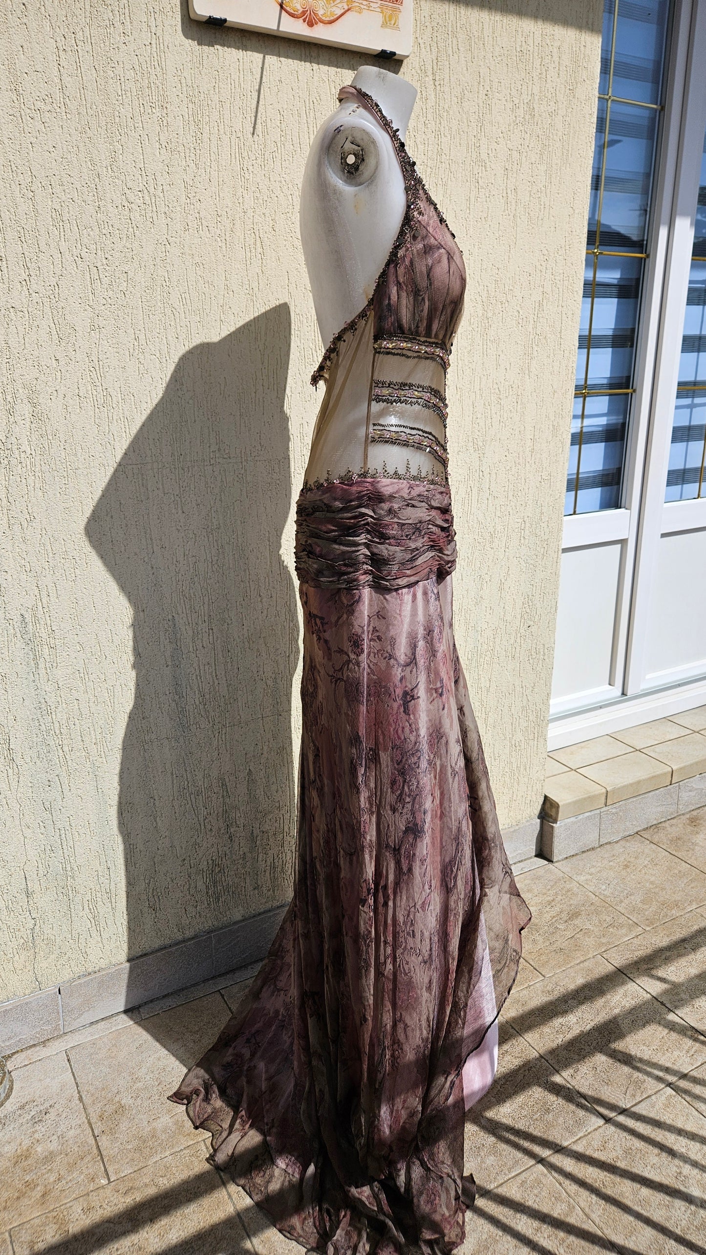 Maxime taupe silk dress