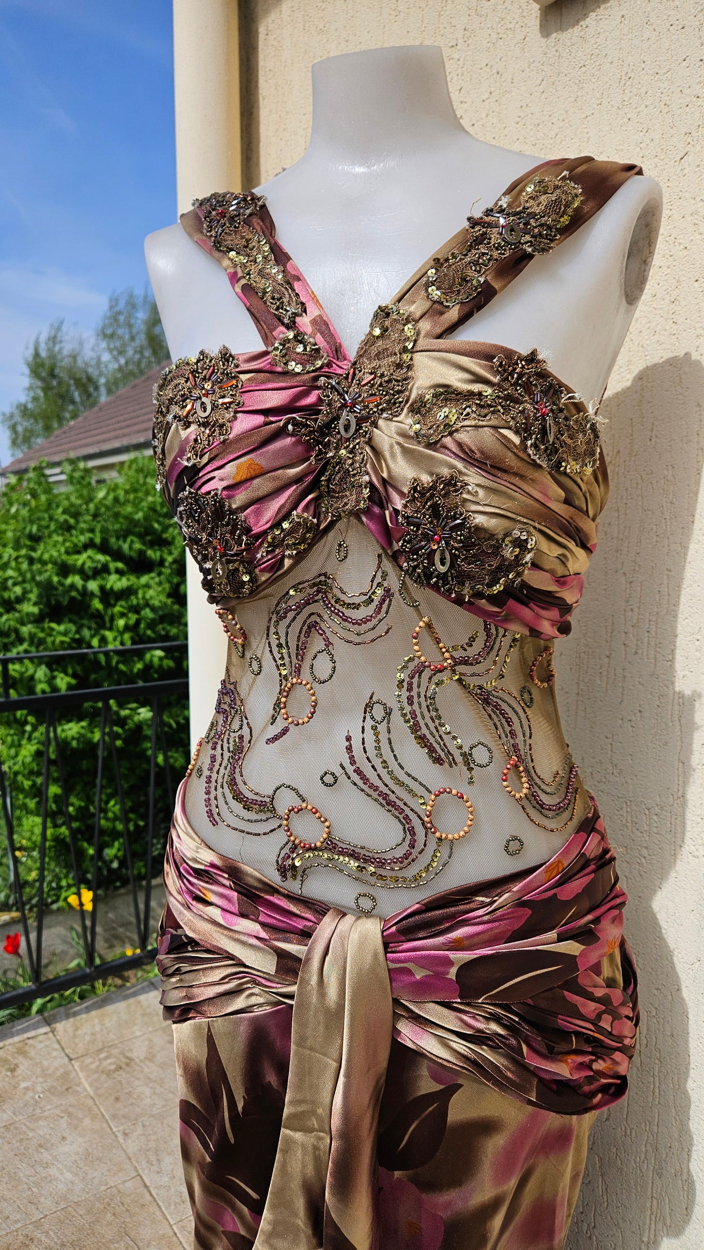 Vestido largo bordado