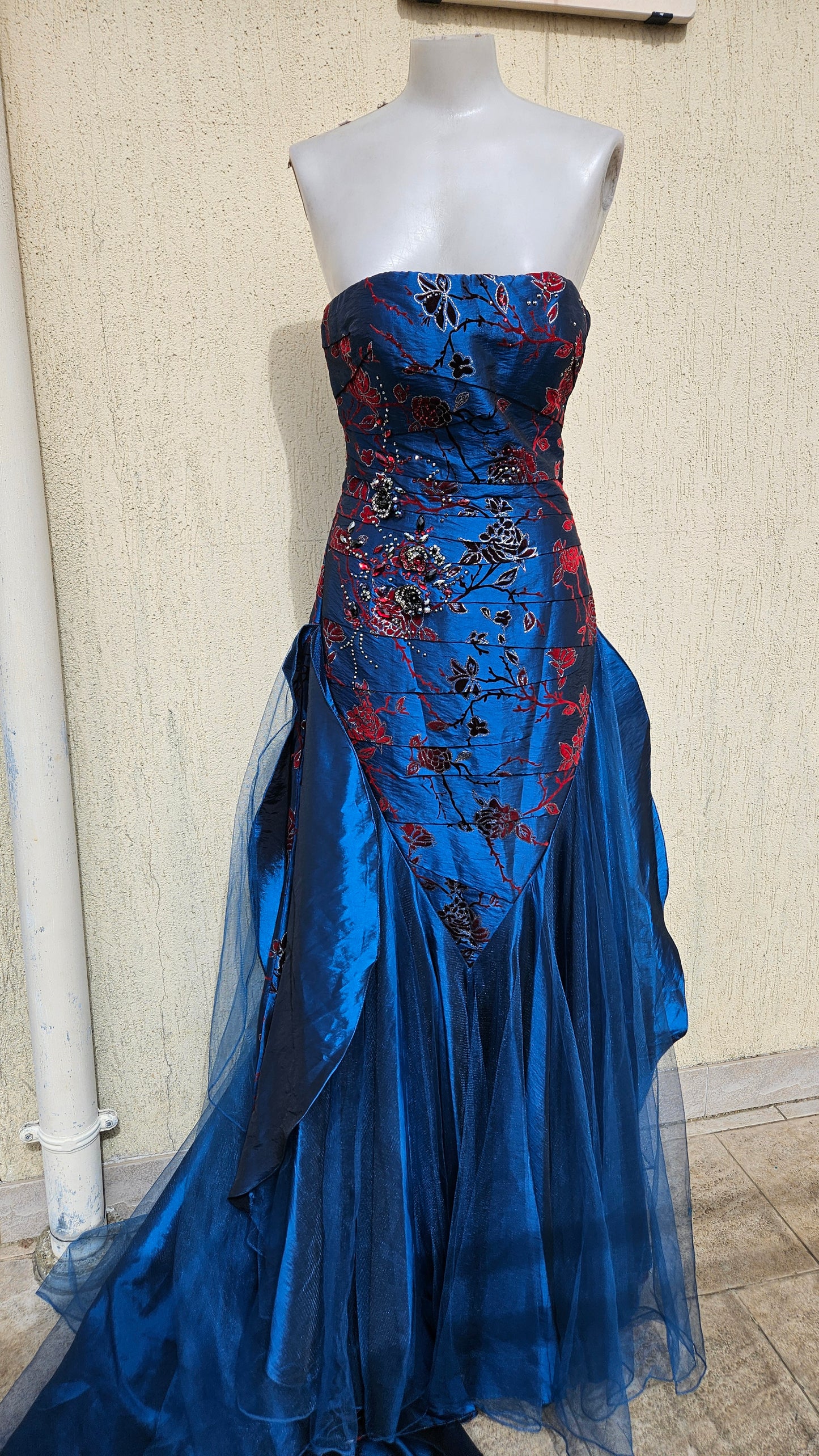 Maxi robe bustier bleue