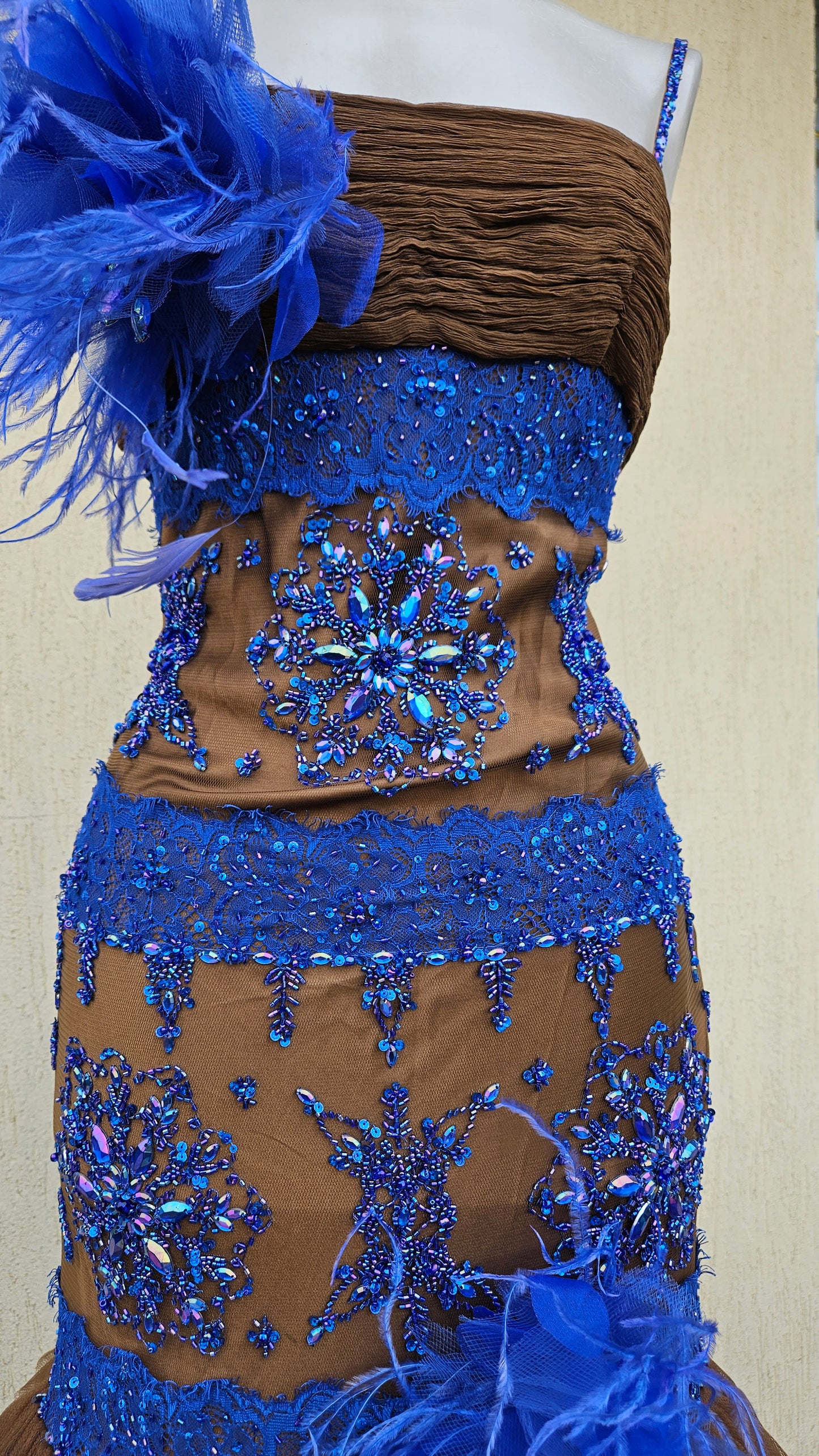 Maxi robe marron et bleue