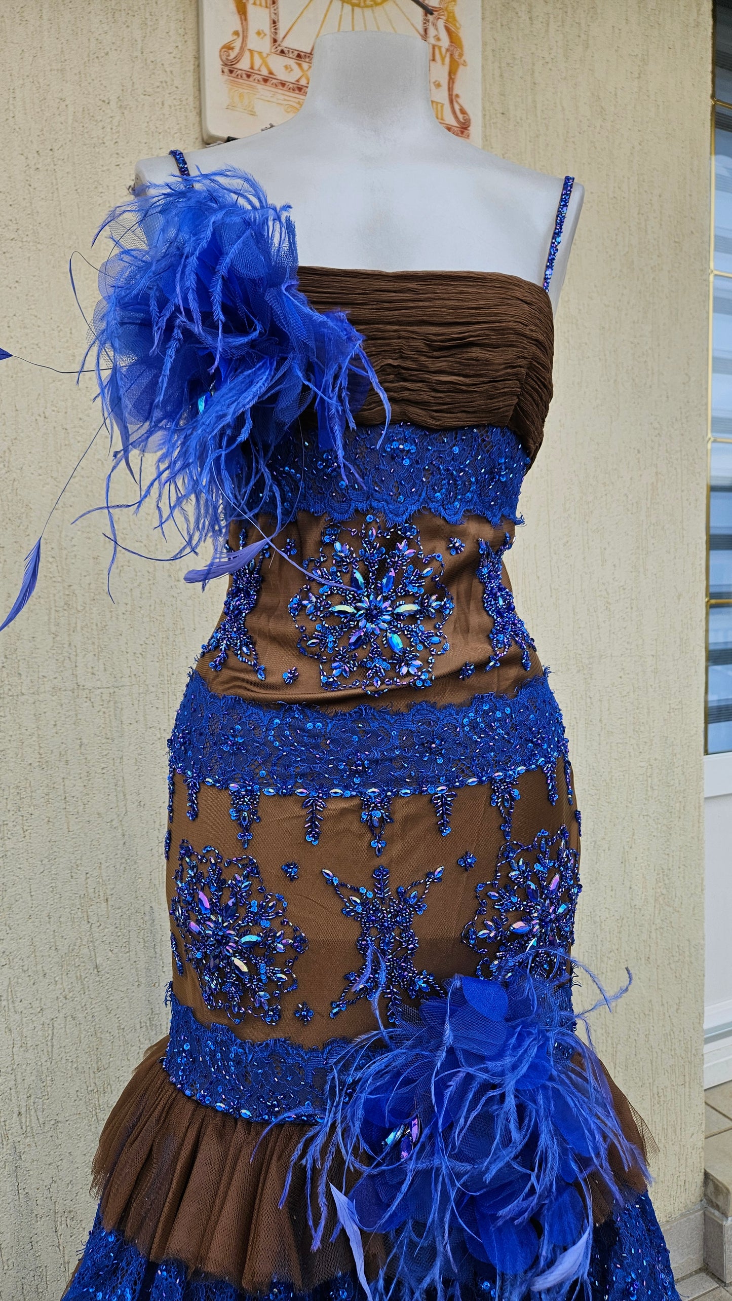 Maxi robe marron et bleue