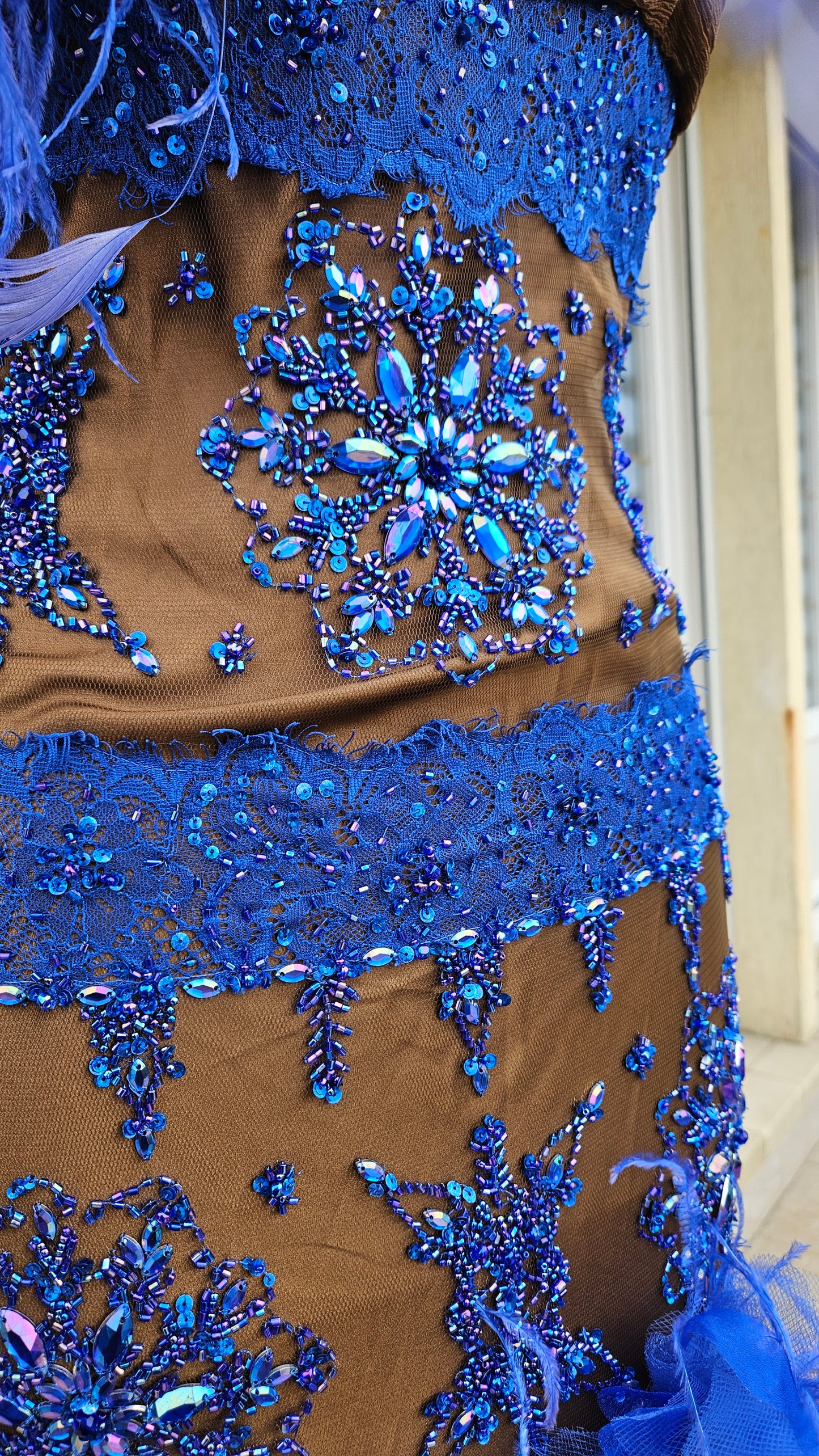 Maxi robe marron et bleue