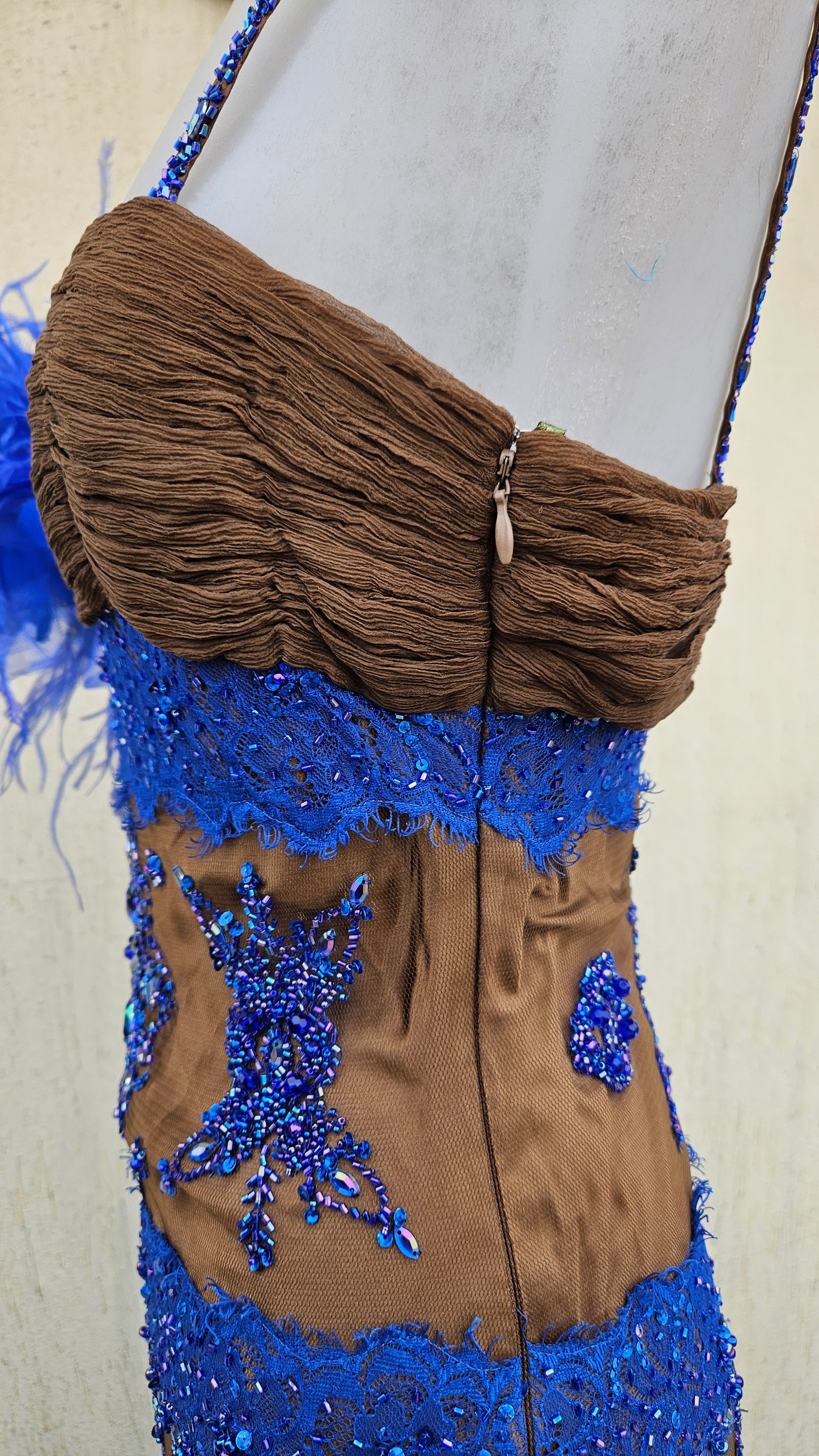 Maxi robe marron et bleue