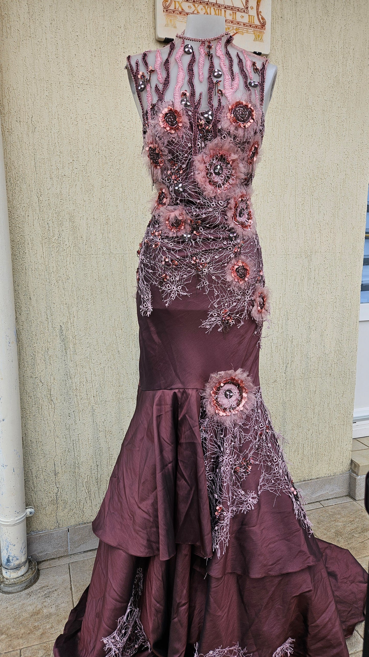 Maxi robe rose brodée
