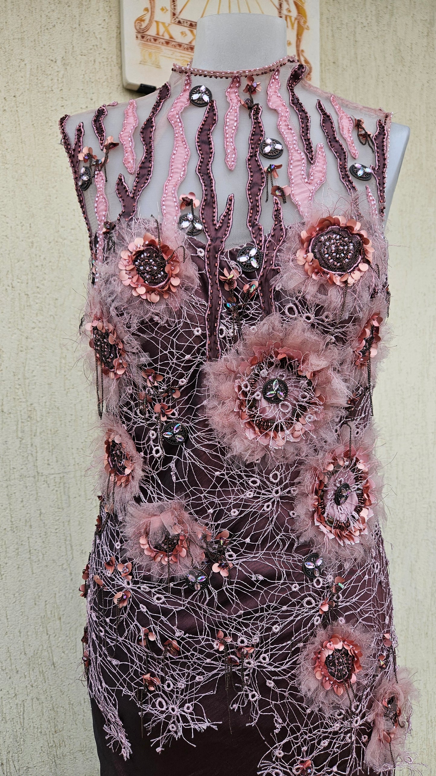 Maxi robe rose brodée