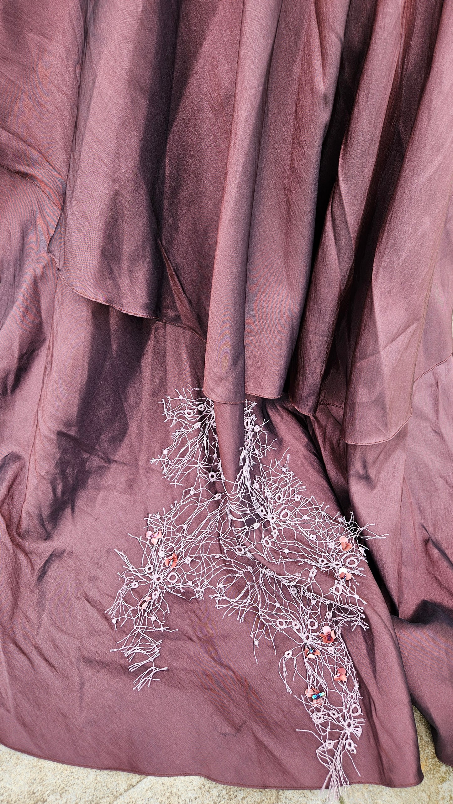 Maxi robe rose brodée