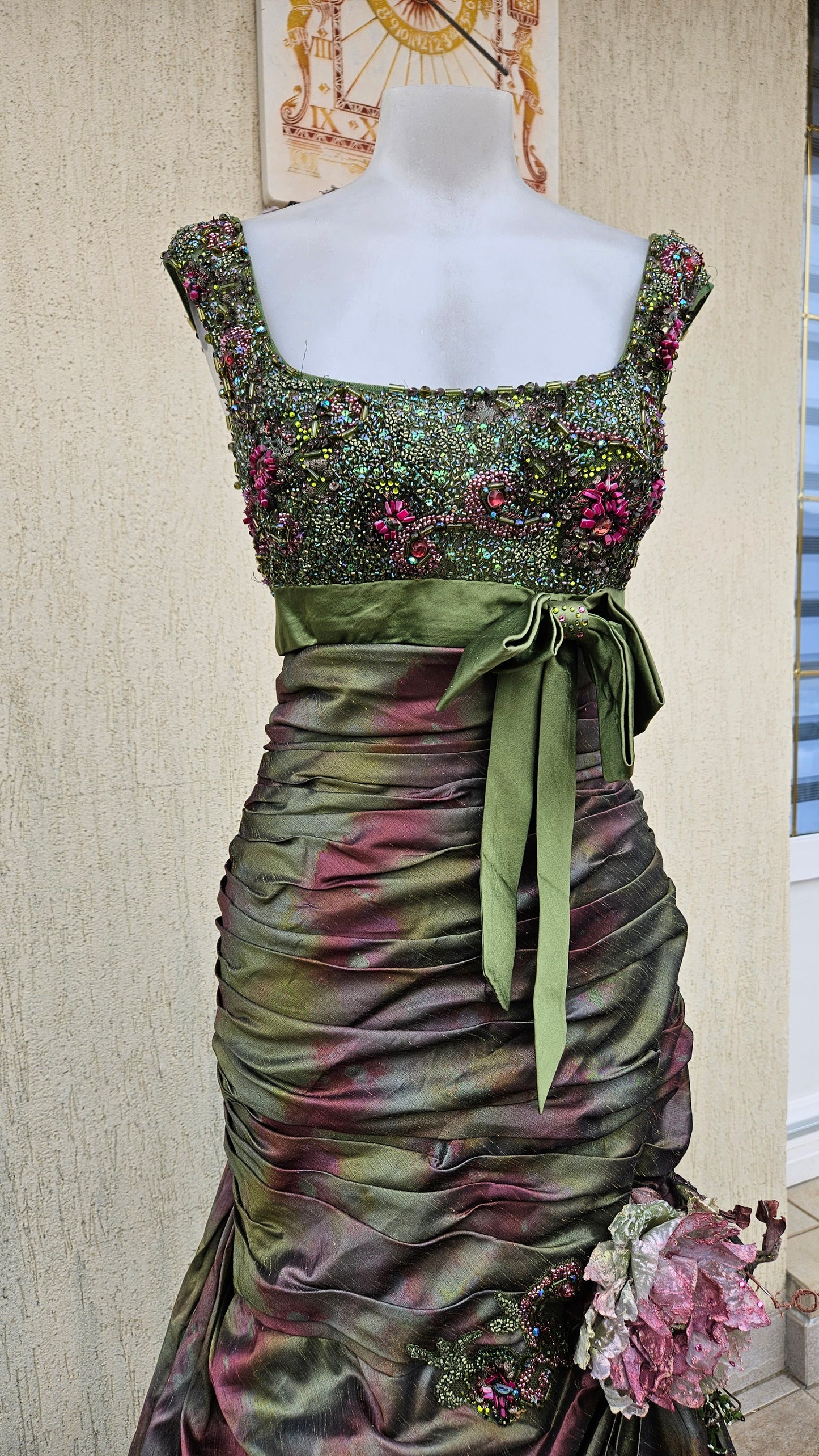 Green embroidered maxi dress